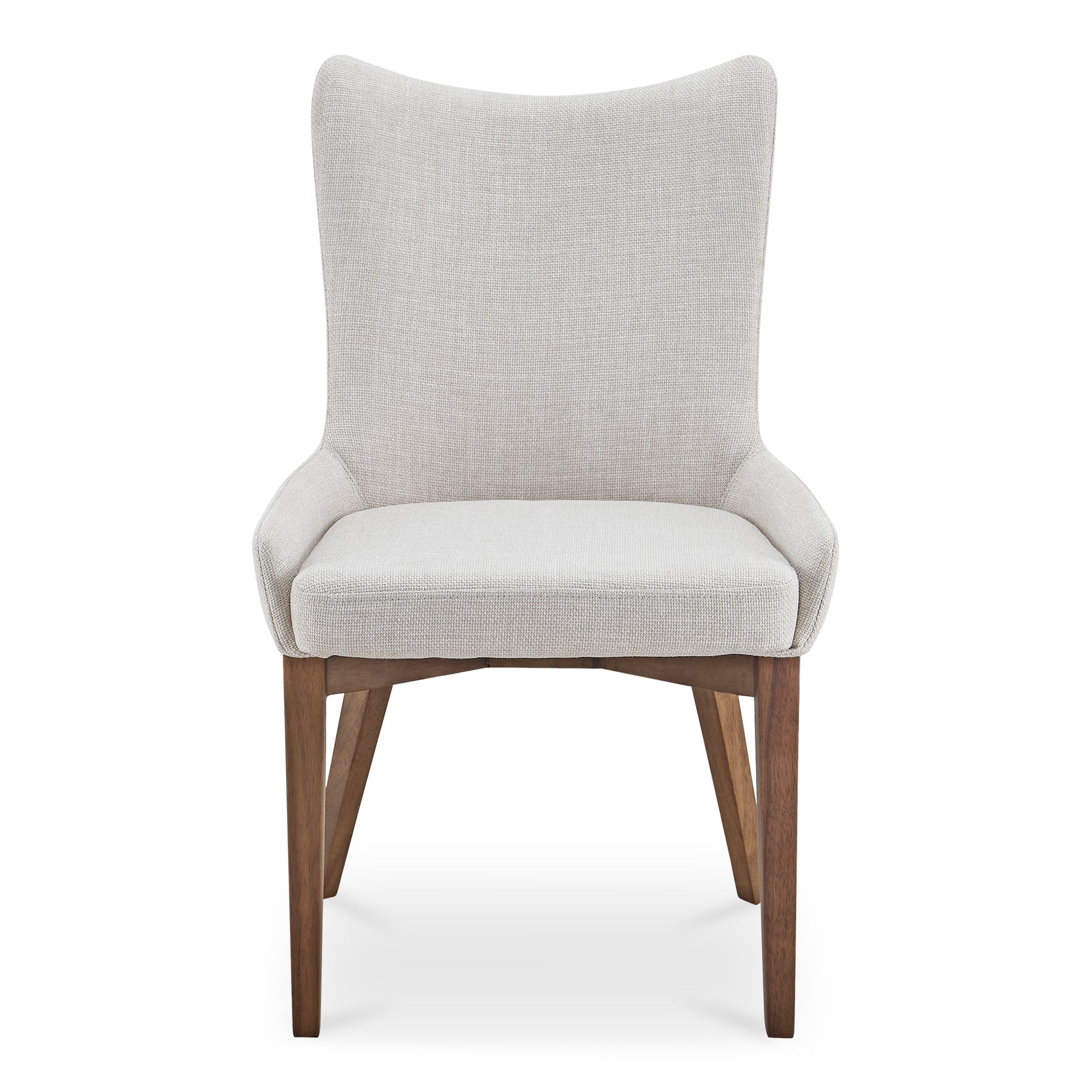 Dominic Dining Chair, High Curved Back, Performance Fabric Upholstery, Rubber Wood Frame, Heather Beige