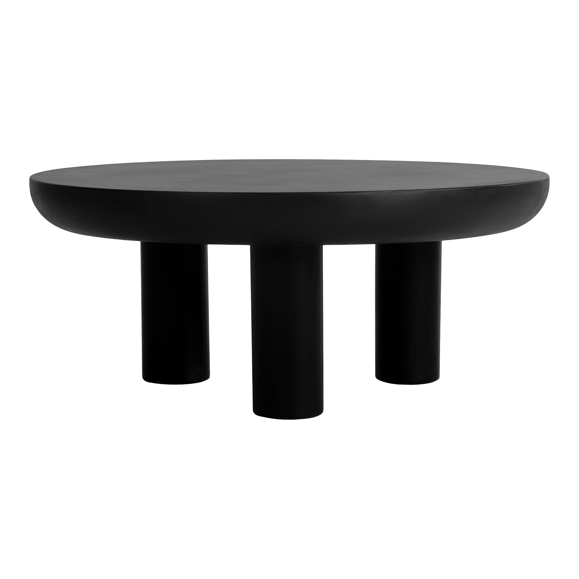 Fenton Coffee Table, Round Fiber-Reinforced Concrete Top and Legs, Durable Indoor-Outdoor Design, Black