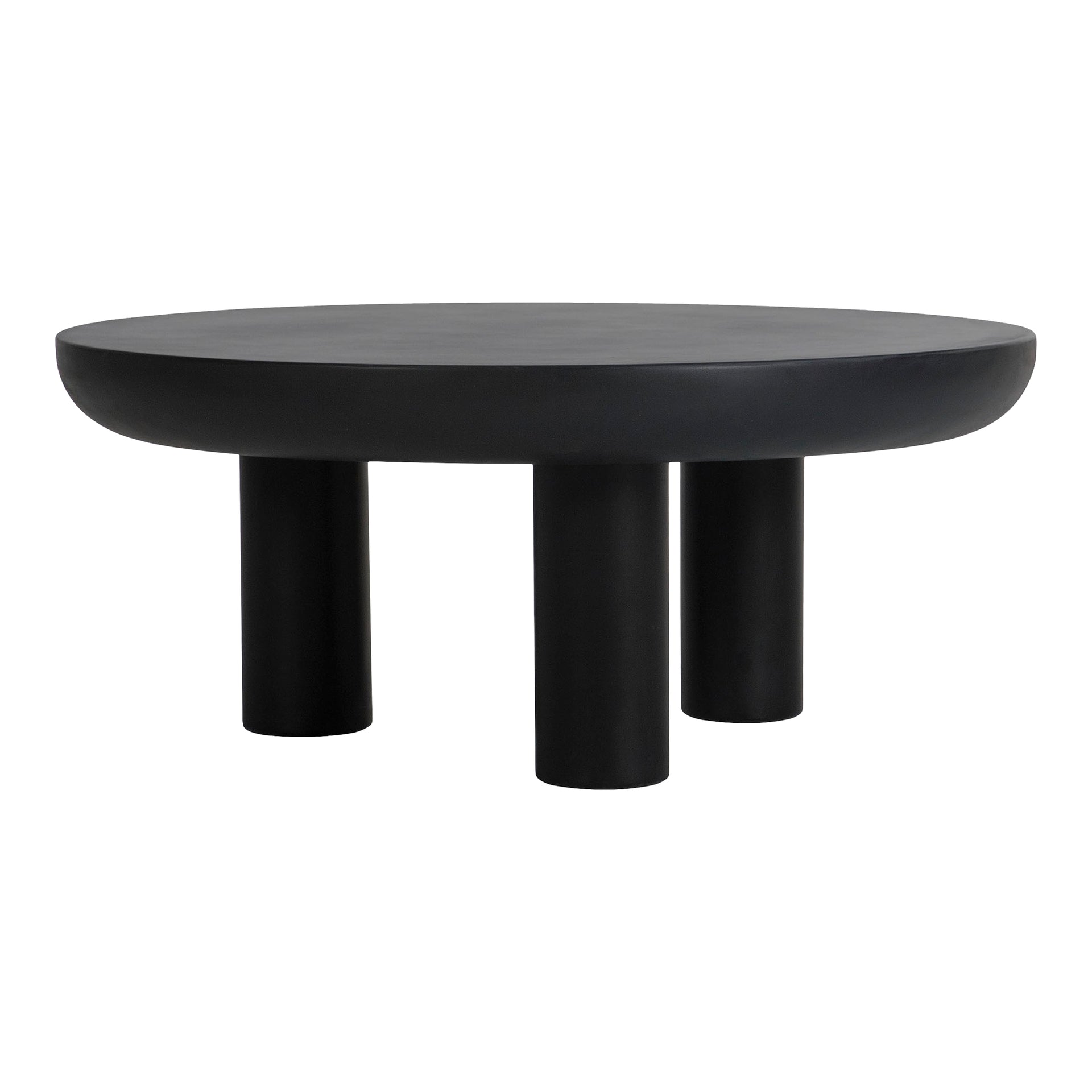 Fenton Coffee Table, Round Fiber-Reinforced Concrete Top and Legs, Durable Indoor-Outdoor Design, Black