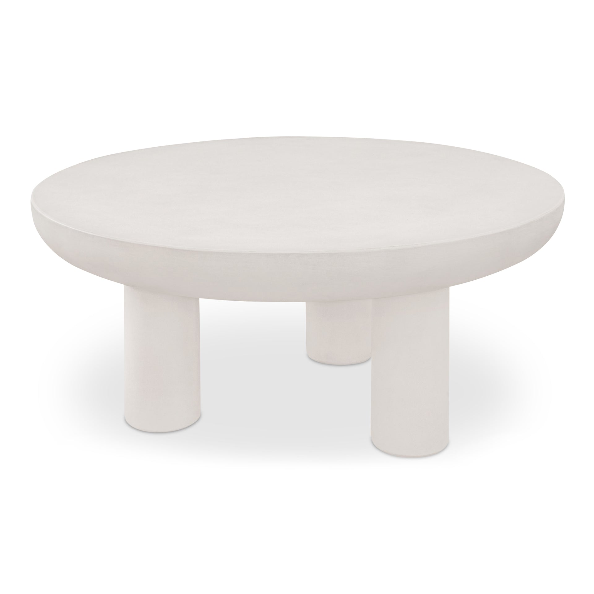 Fenton Coffee Table, Round Fiber-Reinforced Concrete Top and Legs, Durable Indoor-Outdoor Design, Cream