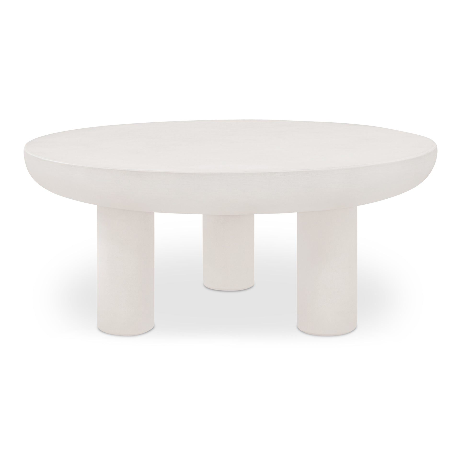 Fenton Coffee Table, Round Fiber-Reinforced Concrete Top and Legs, Durable Indoor-Outdoor Design, Cream