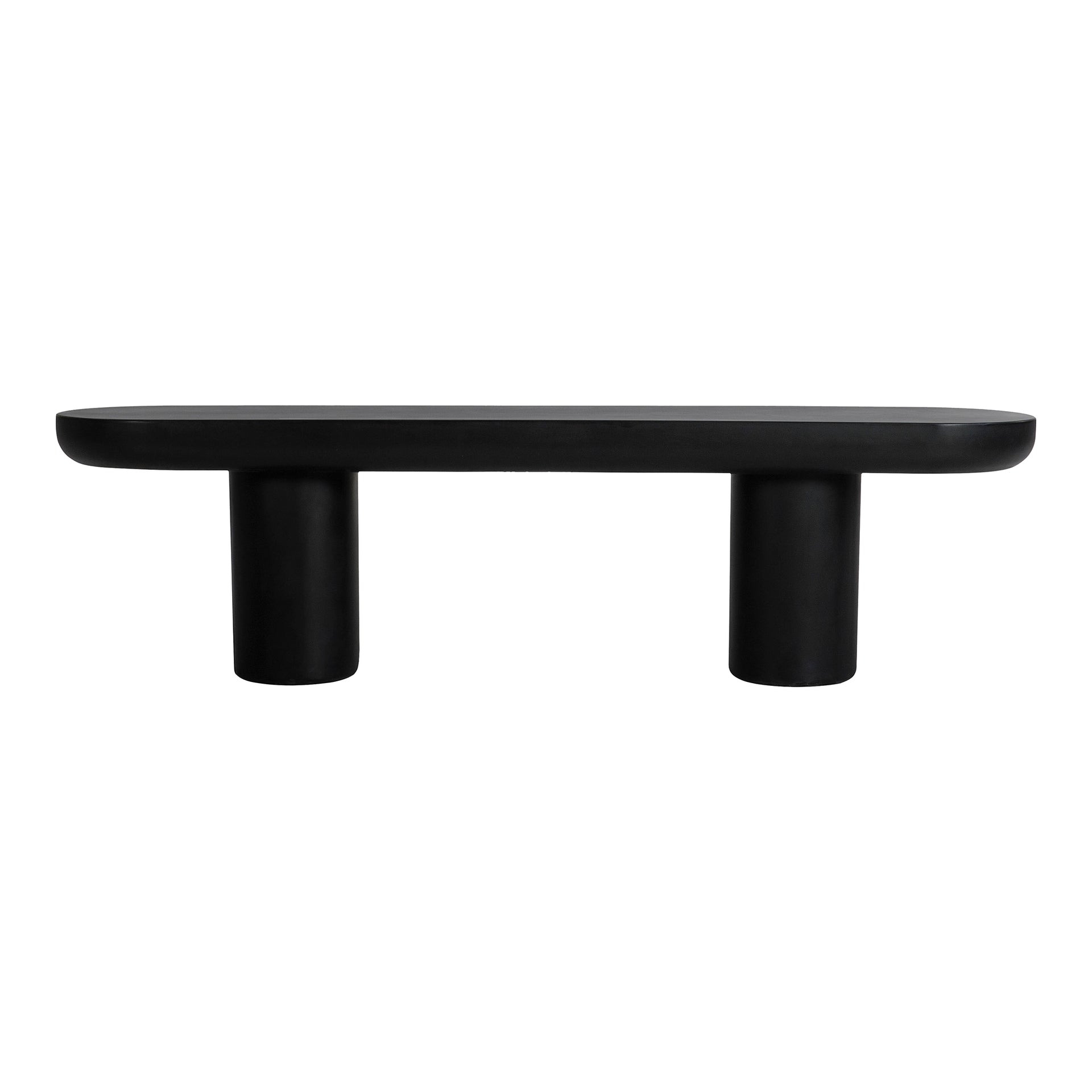 Fenton Bench, Fiber-Reinforced Concrete Seat, Iron Frame, Black, Seats 3