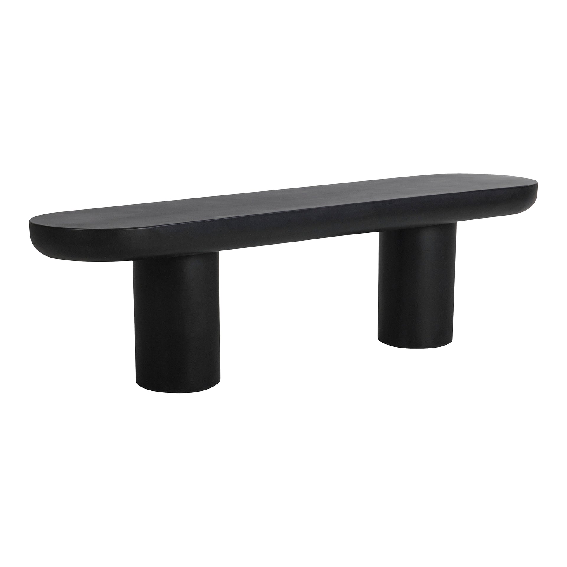 Fenton Bench, Fiber-Reinforced Concrete Seat, Iron Frame, Black, Seats 3