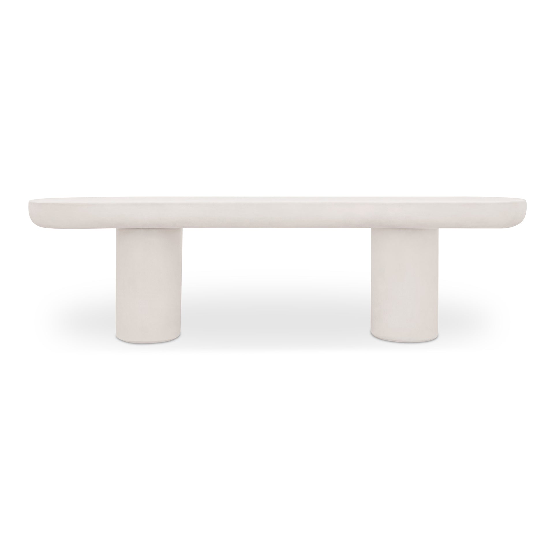 Fenton Bench, Fiber-Reinforced Concrete Seat, Iron Frame, Cream, Seats 3