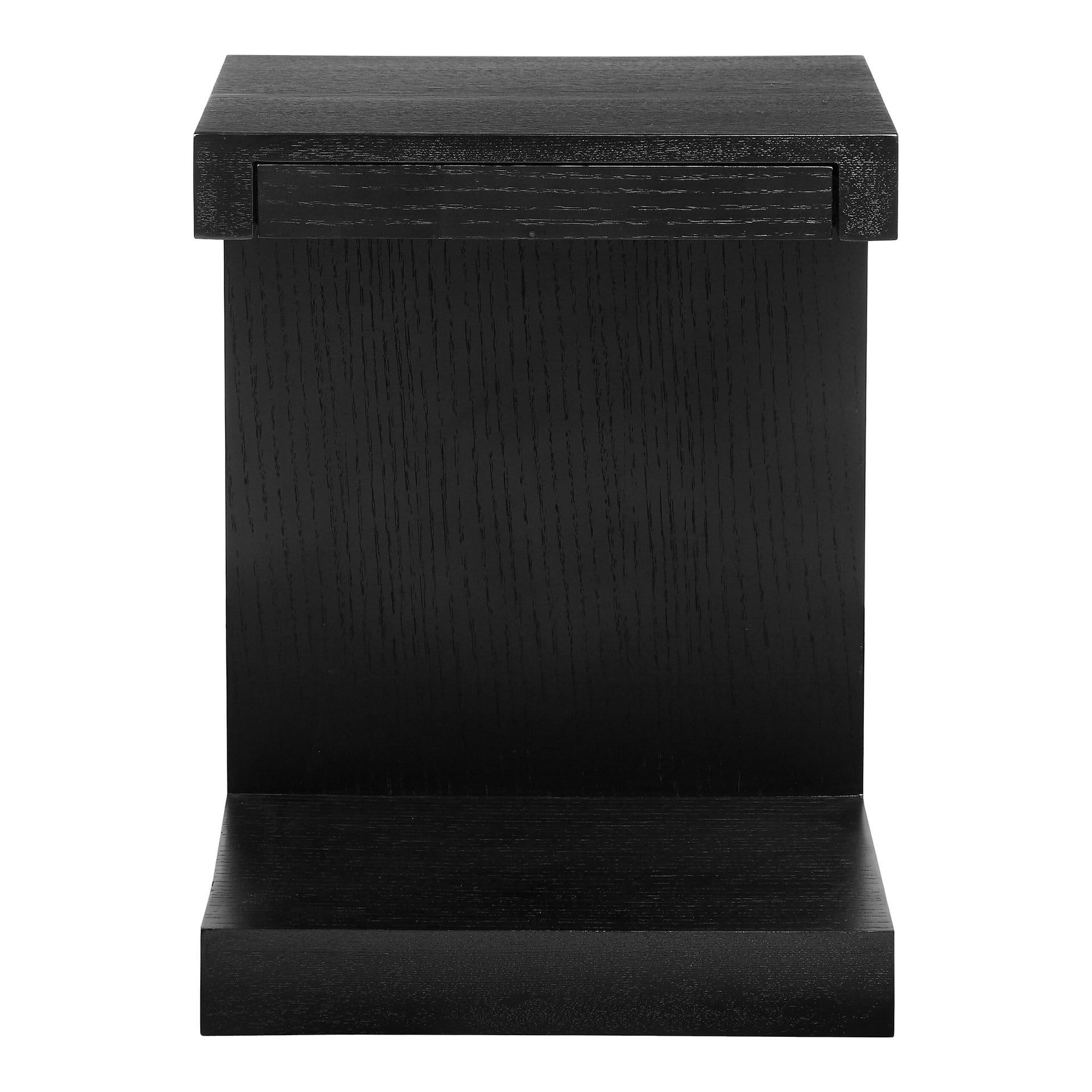 Zachary, Black Oak Veneer Accent End Table in Black