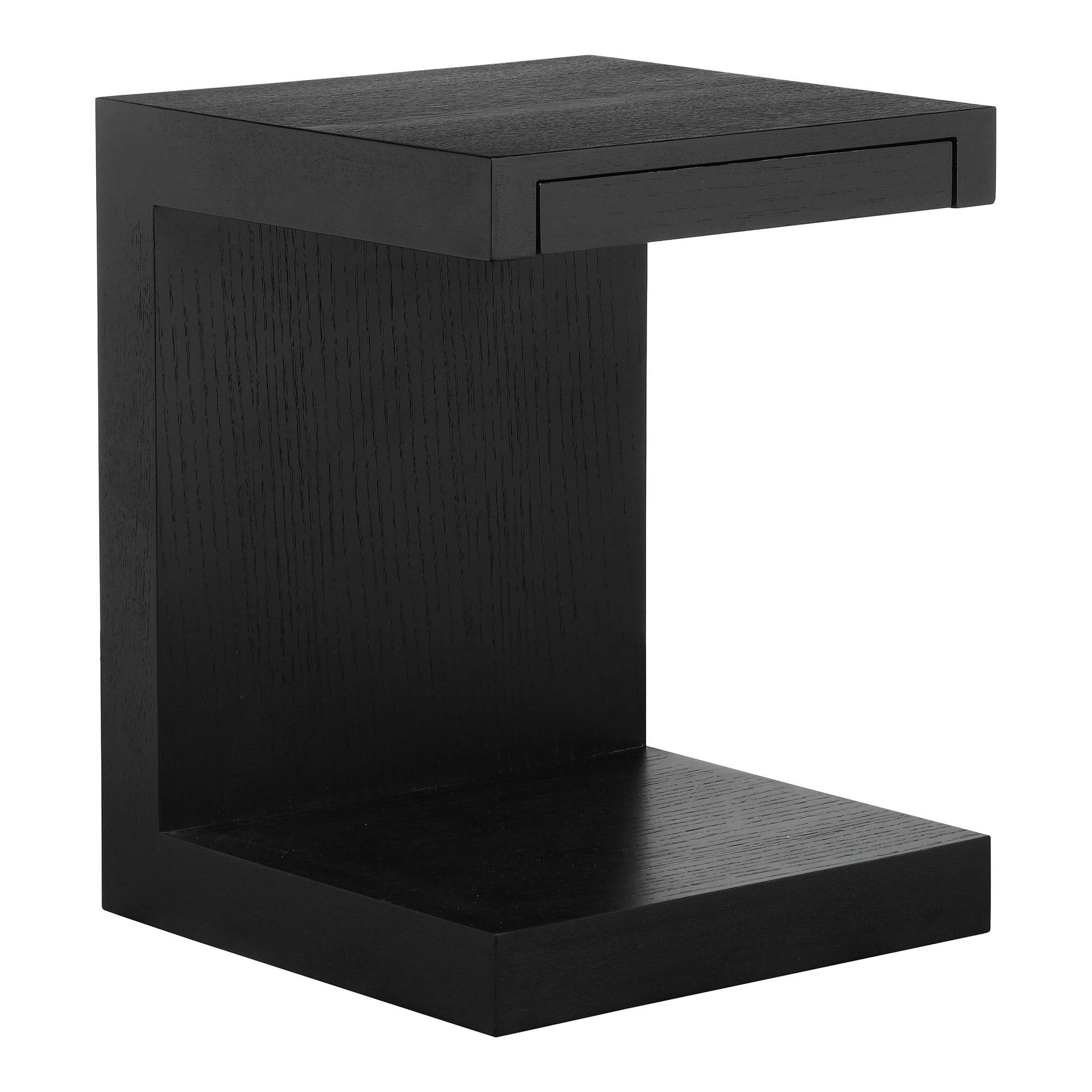 Zachary, Black Oak Veneer Accent End Table in Black