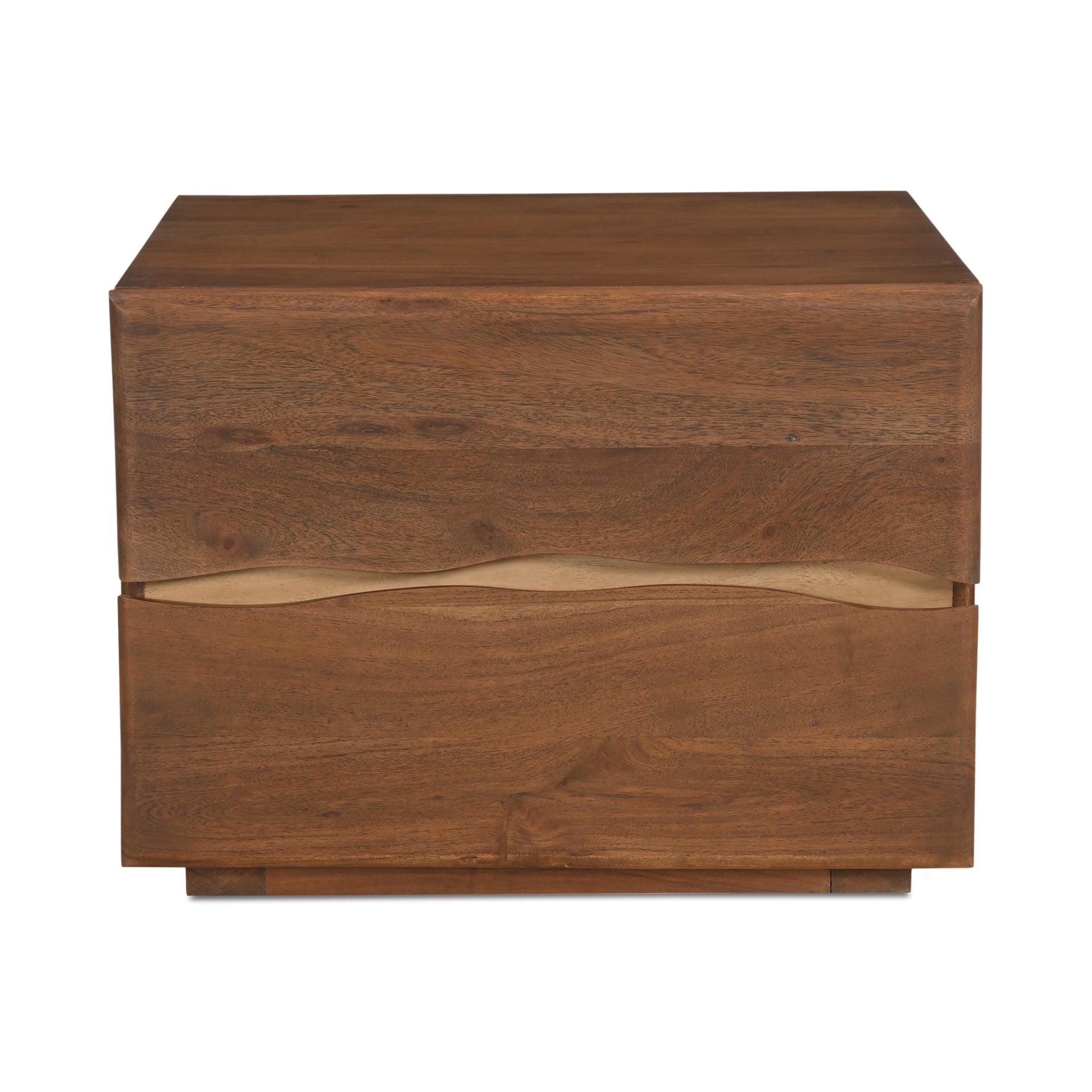 Wilder Nightstand, Solid Acacia Wood with Live-Edge Front and 2 Drawers, Contemporary Design, Brown
