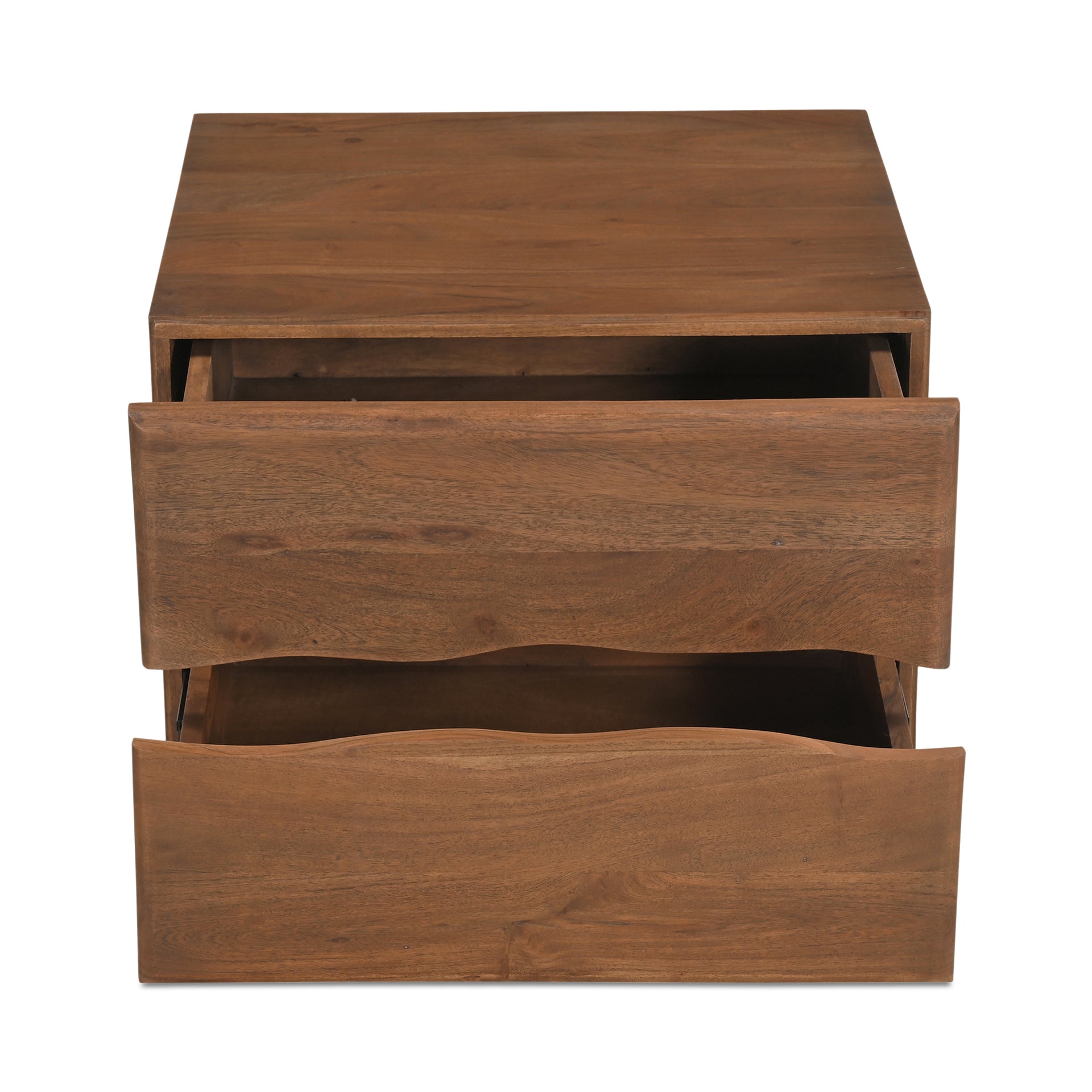Wilder Nightstand, Solid Acacia Wood with Live-Edge Front and 2 Drawers, Contemporary Design, Brown