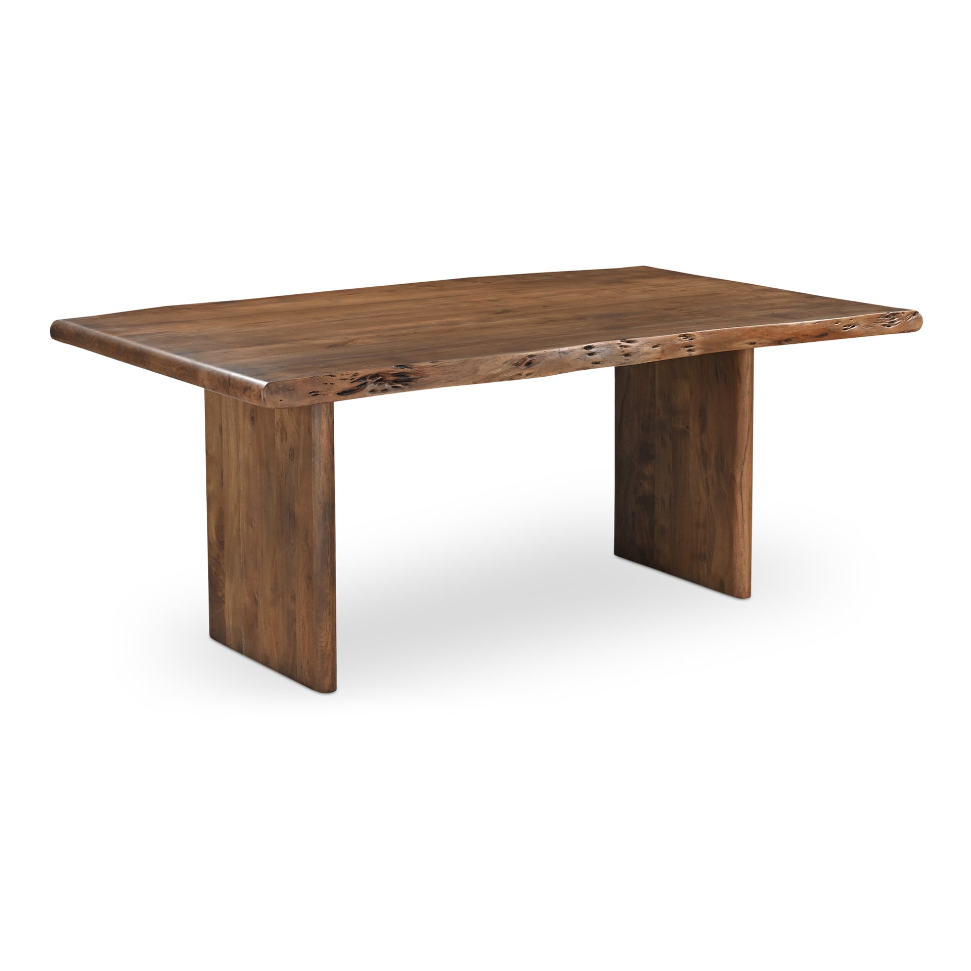 Jorah Small Dining Table, Solid Acacia Wood, Metal Connecting Plate, Matt Gloss Finish, Brown