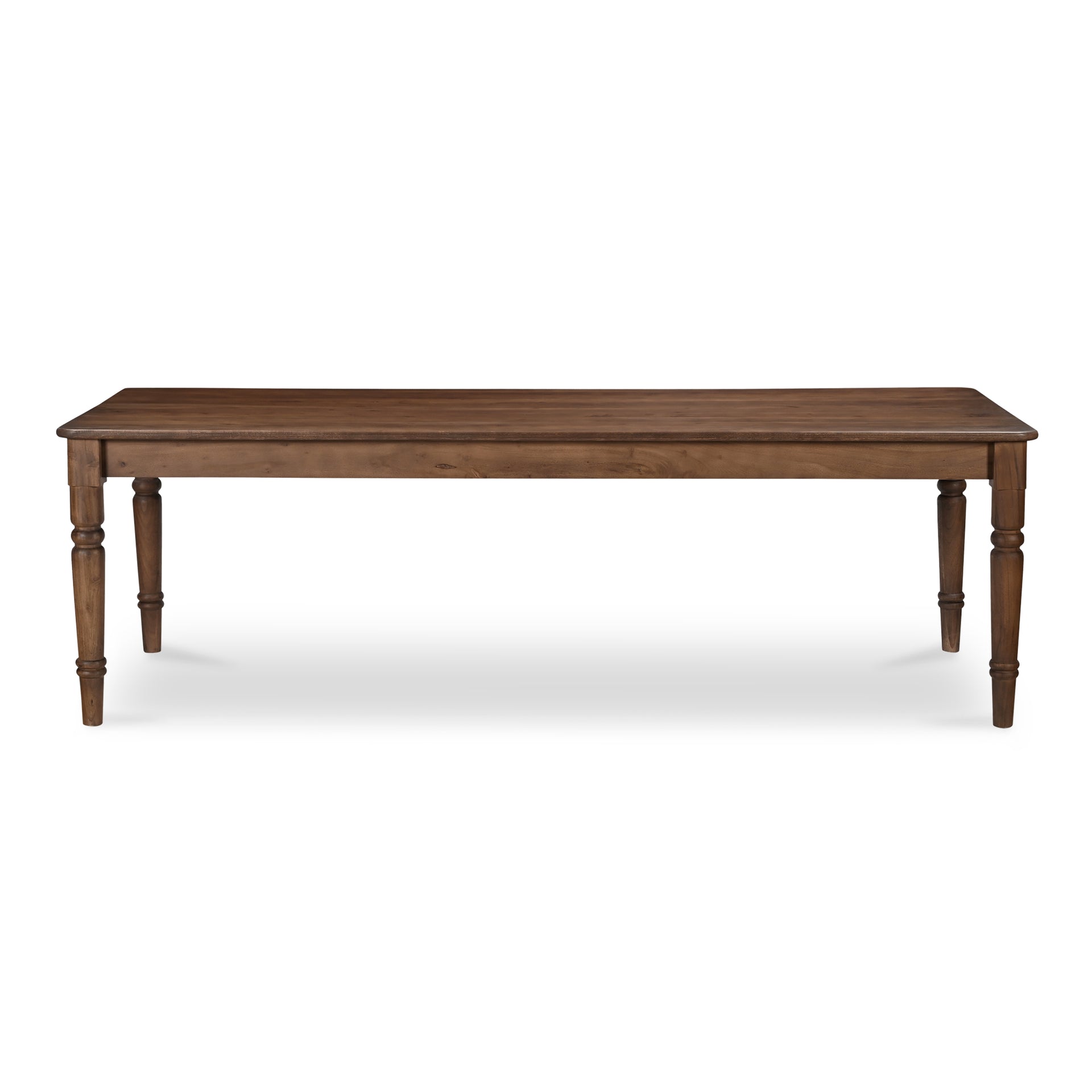 Cove Dining Table for 8, Traditional Style, Solid Acacia Wood, Turned Legs, Rectangular, Brown