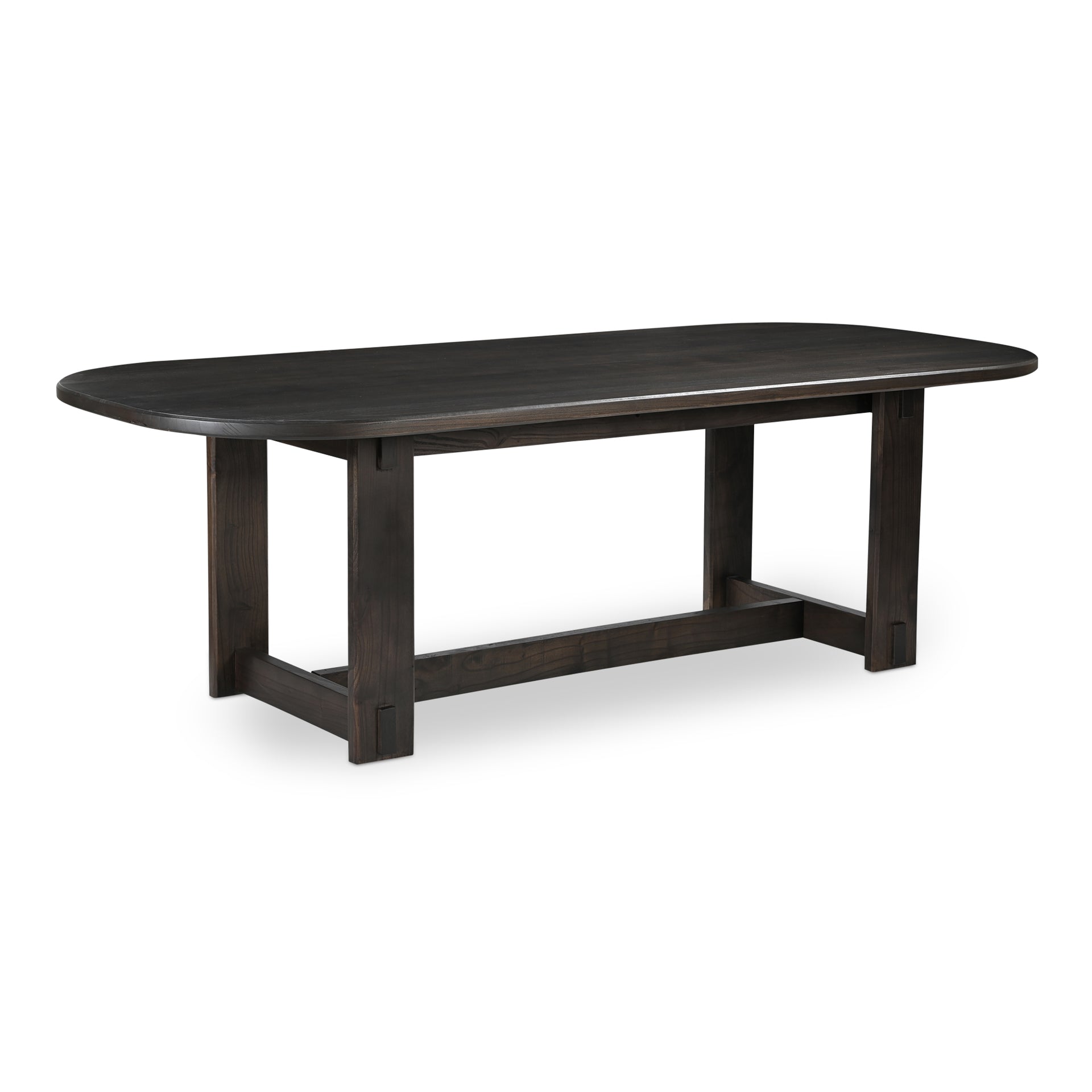 Fiorenza Dining Table for 8, Oval Shape with 1.5" Thick Solid Neem Wood Top and Iron Detailing, Dark Brown