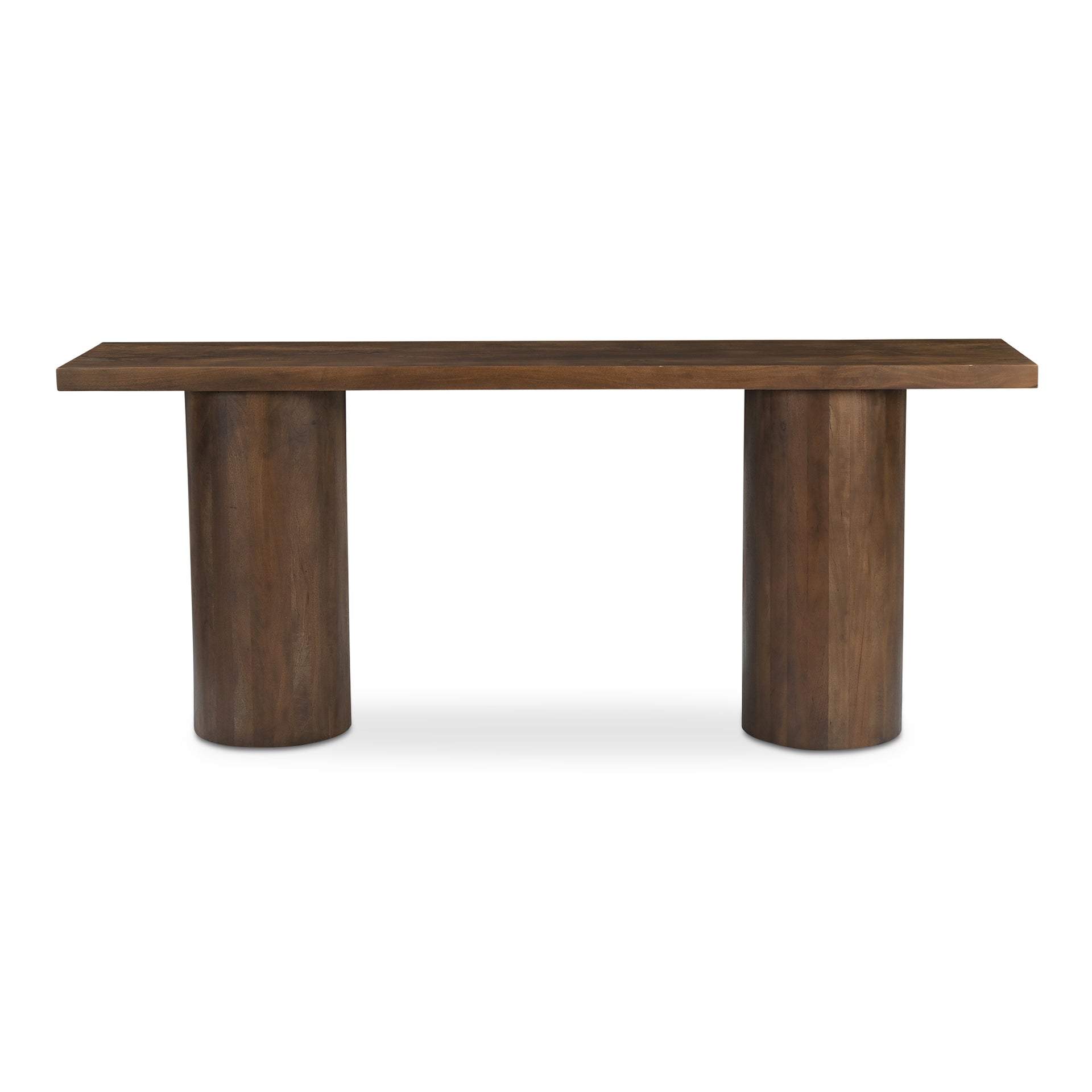 Elowynne Console Table, Reclaimed Neem Wood with Twin Cylindrical Bases, Warm Brown