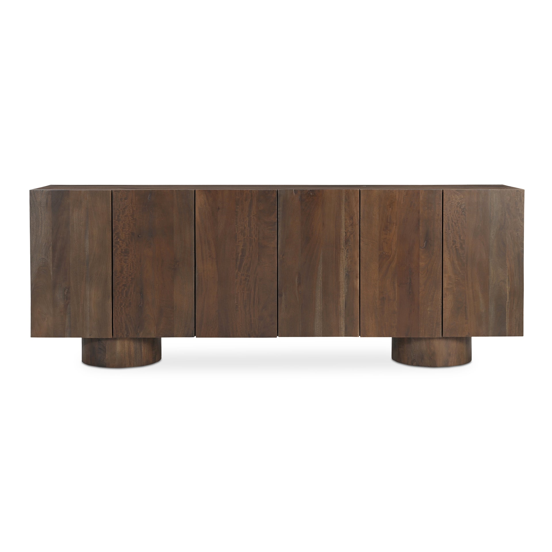 Elowynne Sideboard, Rectangular, Reclaimed Neem Wood, Six Doors, Three Interior Shelves, Cable Cutouts, Warm Brown