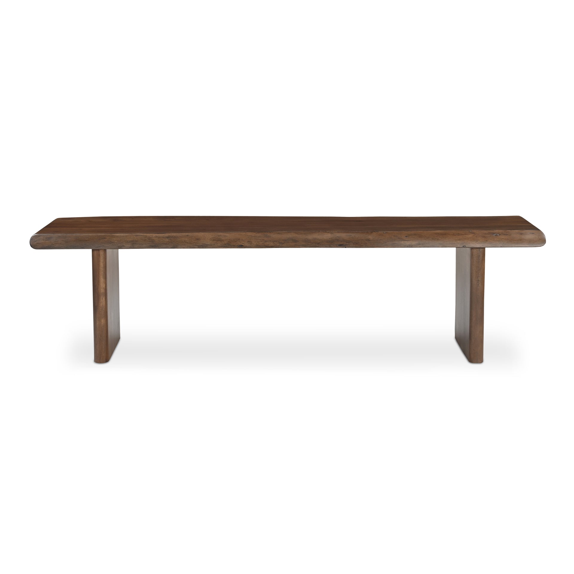 Jorah Dining Bench, Live Edge Rectangular Acacia Wood, Matte Gloss Finish Seats Three, Brown