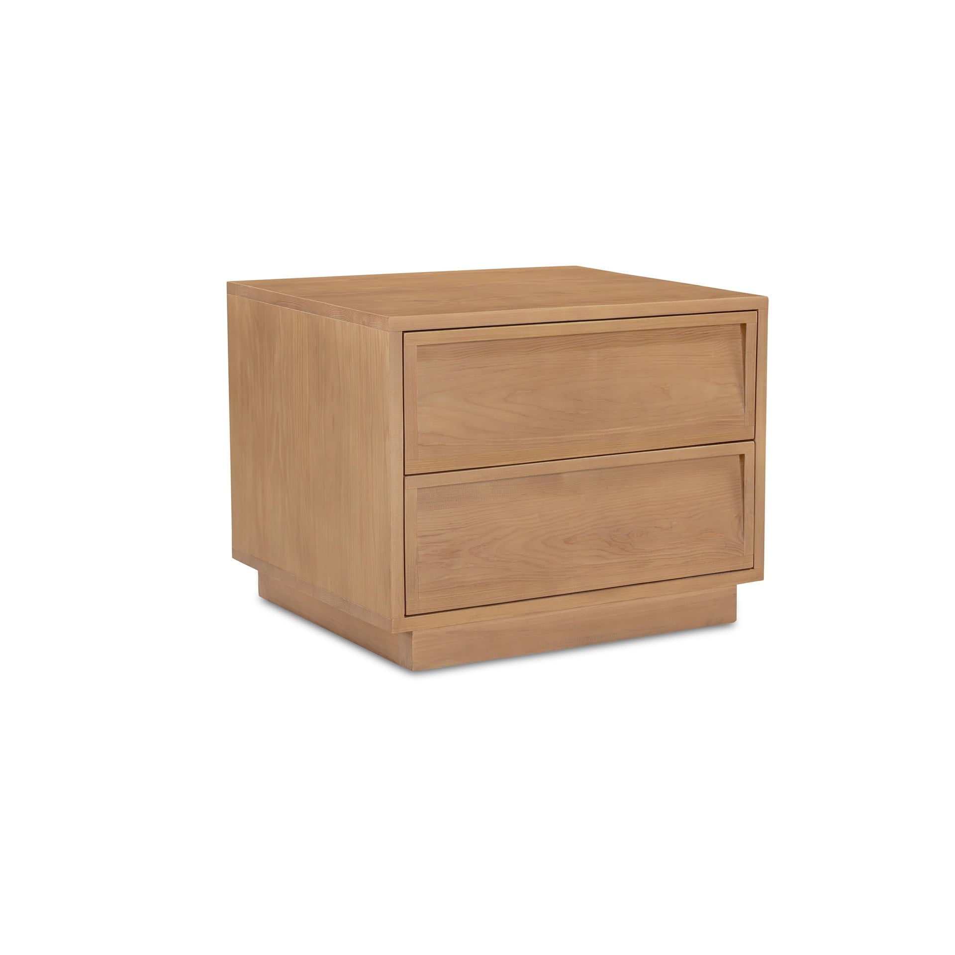 Virell Nightstand, Rectangular Hemlock Wood, 2-Drawer Push-to-Open, Natural
