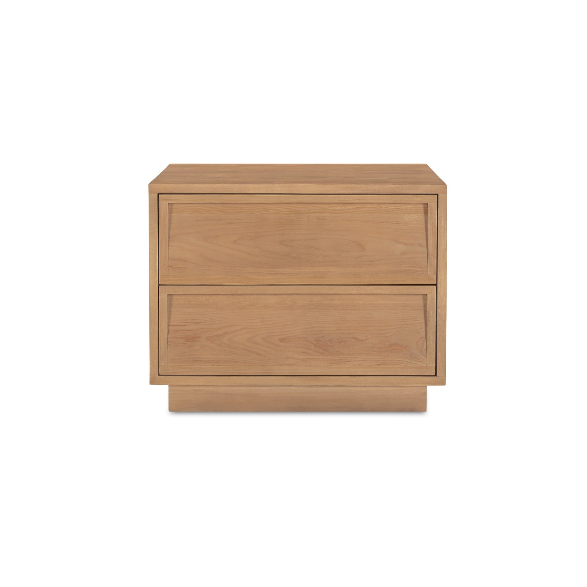 Virell Nightstand, Rectangular Hemlock Wood, 2-Drawer Push-to-Open, Natural