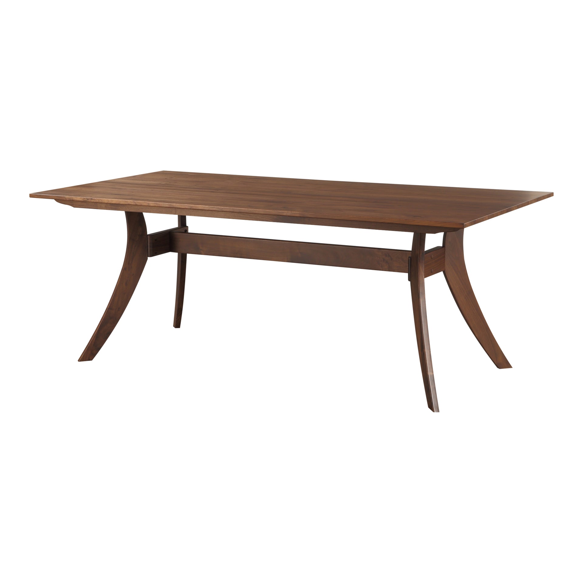 Azura Dining Table, Solid American Walnut Wood, Rectangular, Brown, Seats 6