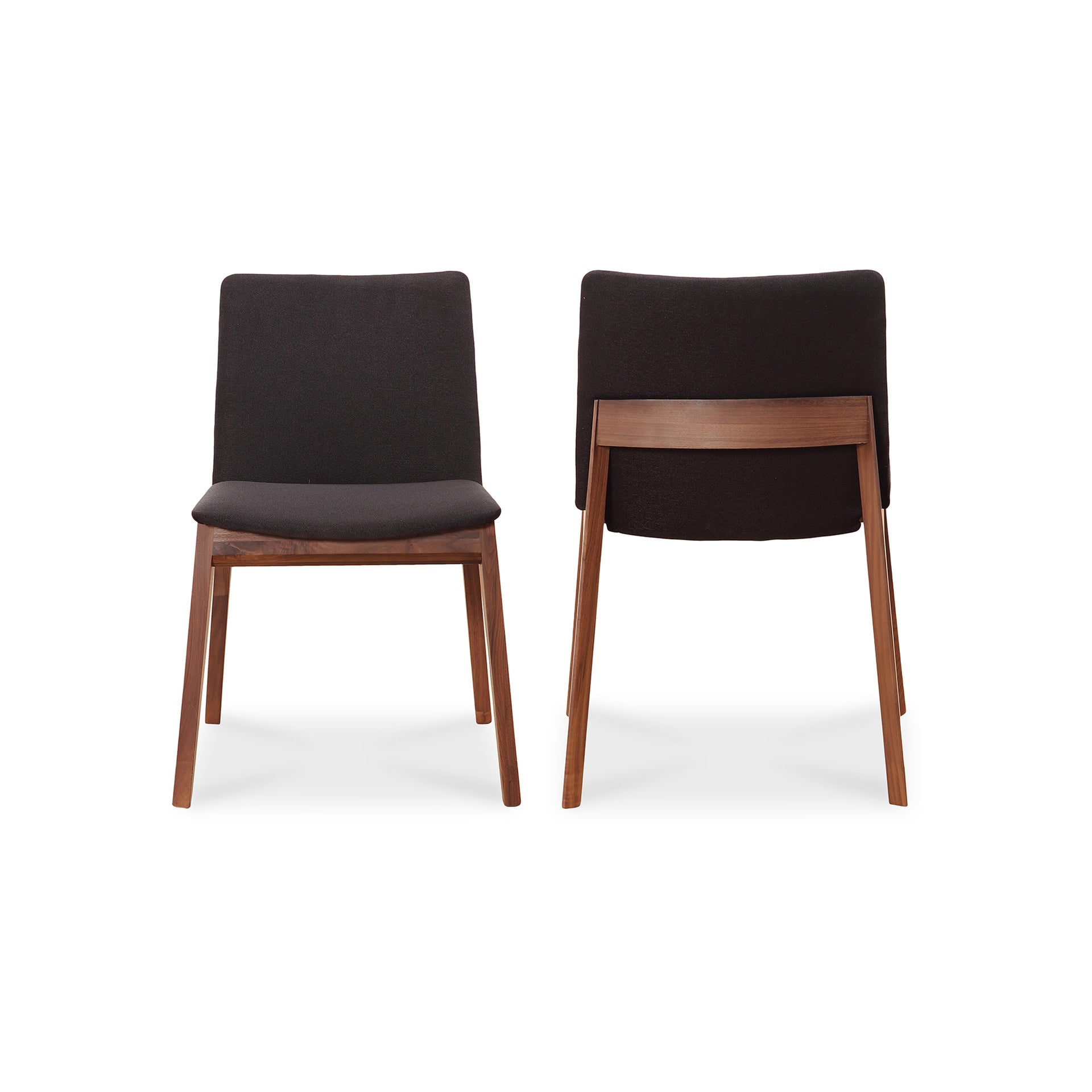 Evren Dining Chairs, Solid Walnut Base, Black - Set of 2