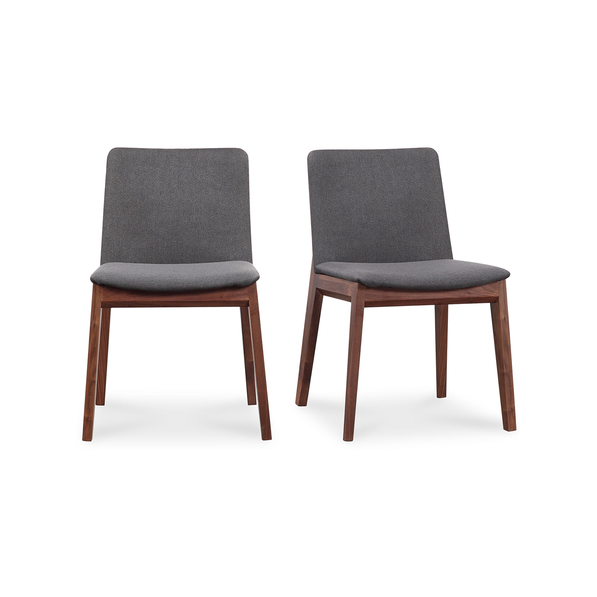 Evren Dining Chairs, Solid Walnut Base, Dark Grey - Set of 2