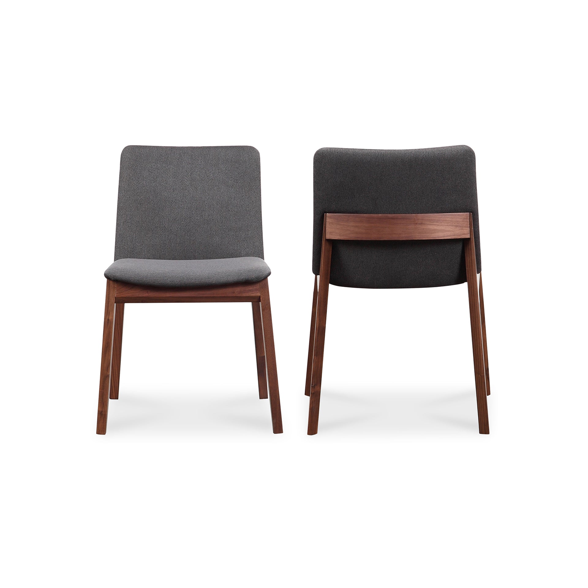 Evren Dining Chairs, Solid Walnut Base, Dark Grey - Set of 2