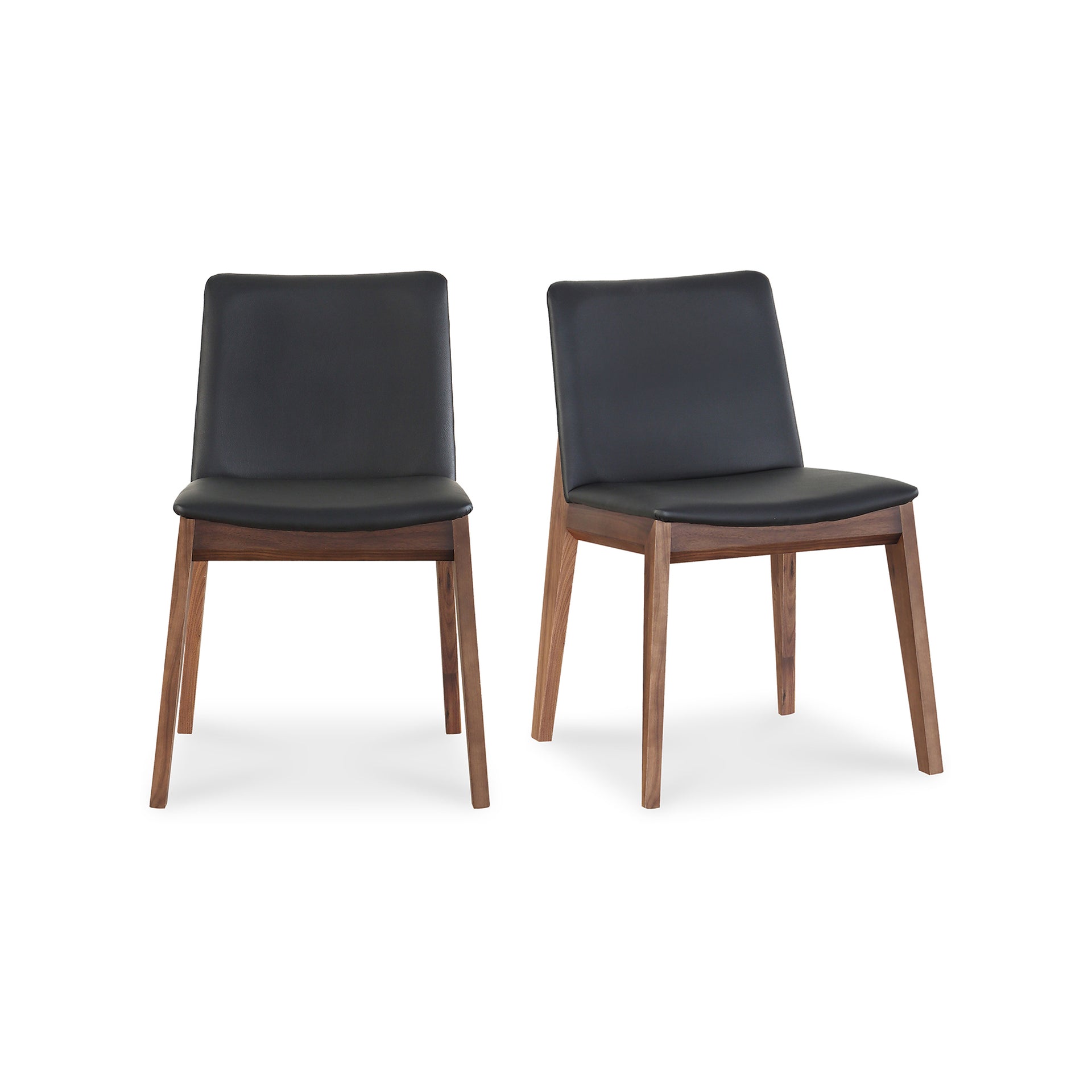 Evren Dining Chairs, Solid American Walnut Frame with PVC Upholstery, Black - Set of 2