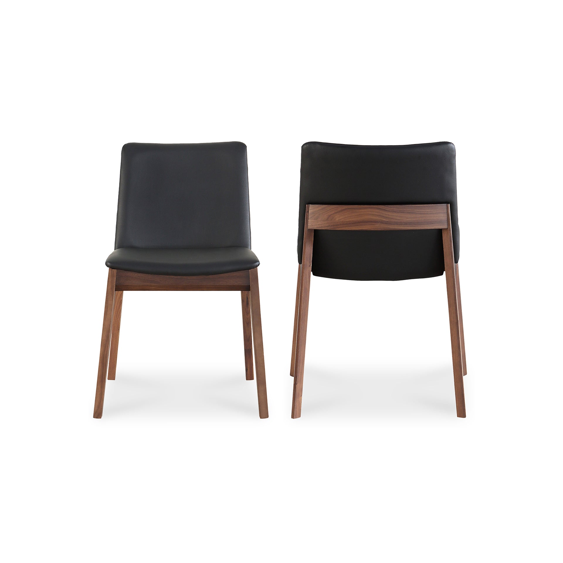 Evren Dining Chairs, Solid American Walnut Frame with PVC Upholstery, Black - Set of 2