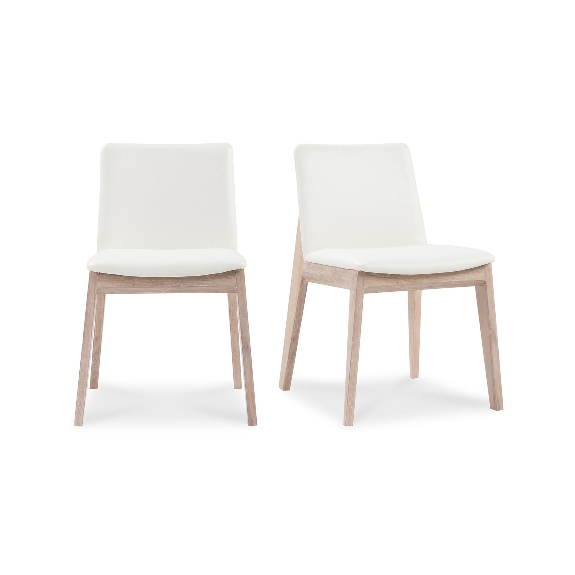 Evren Dining Chairs, Solid White Oak Frame with Vegan Leather, Cream White - Set of Two
