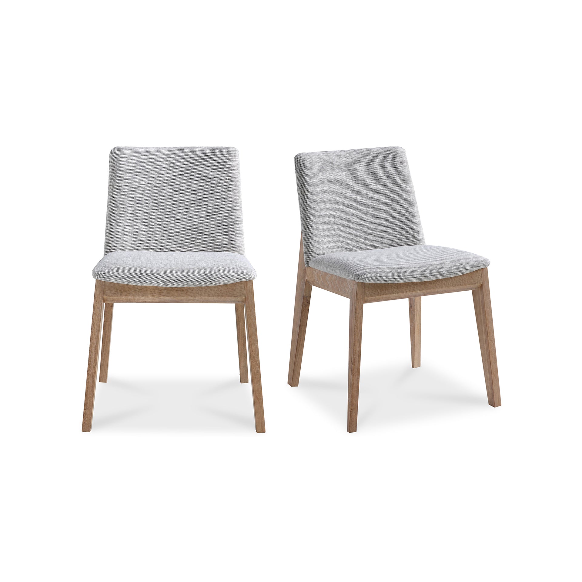 Evren Dining Chairs, Solid White Oak Frame with Polyster Upholstery, Light Grey - Set of 2