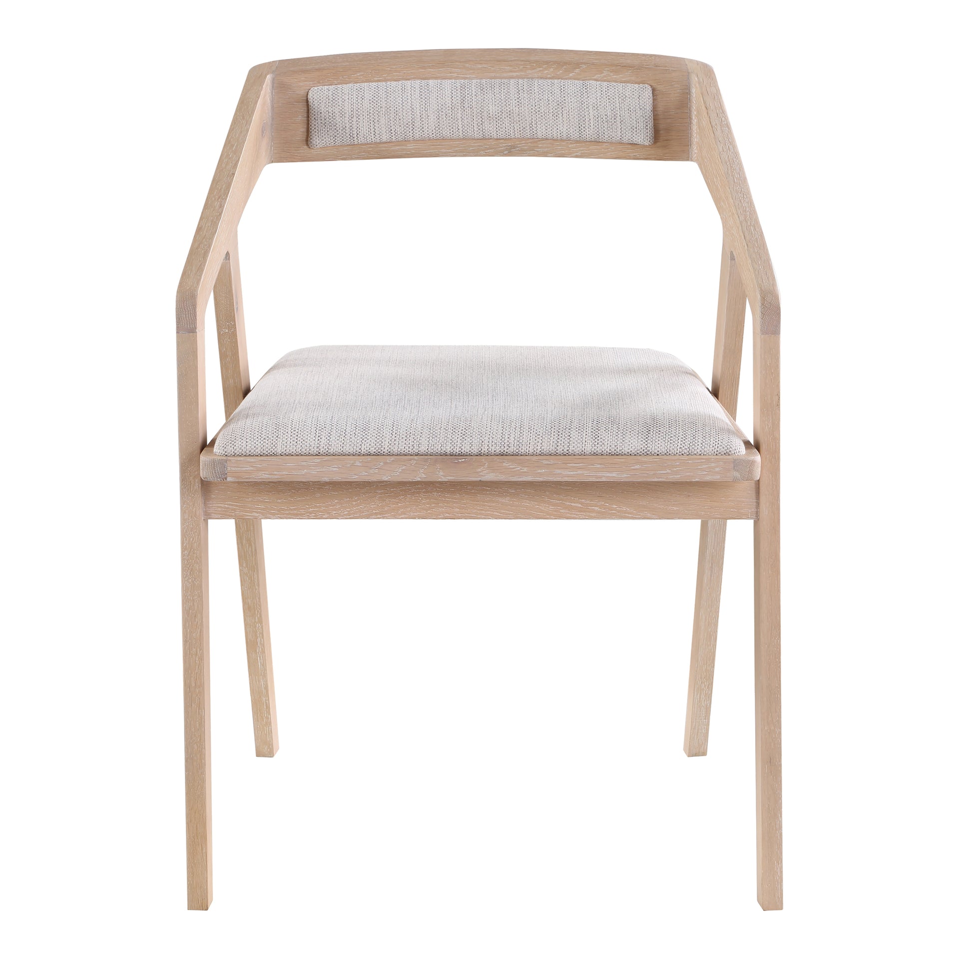 Nia Dining Chair, Polyester Upholstery, Solid White Oak Frame, Light Grey