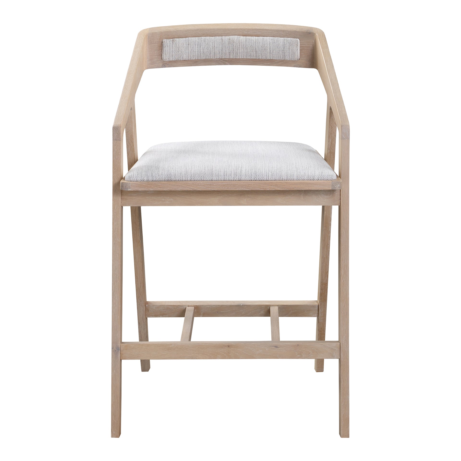 Nia, Counter Stool Mid-Century Modern Solid White Oak Frame, Light Grey