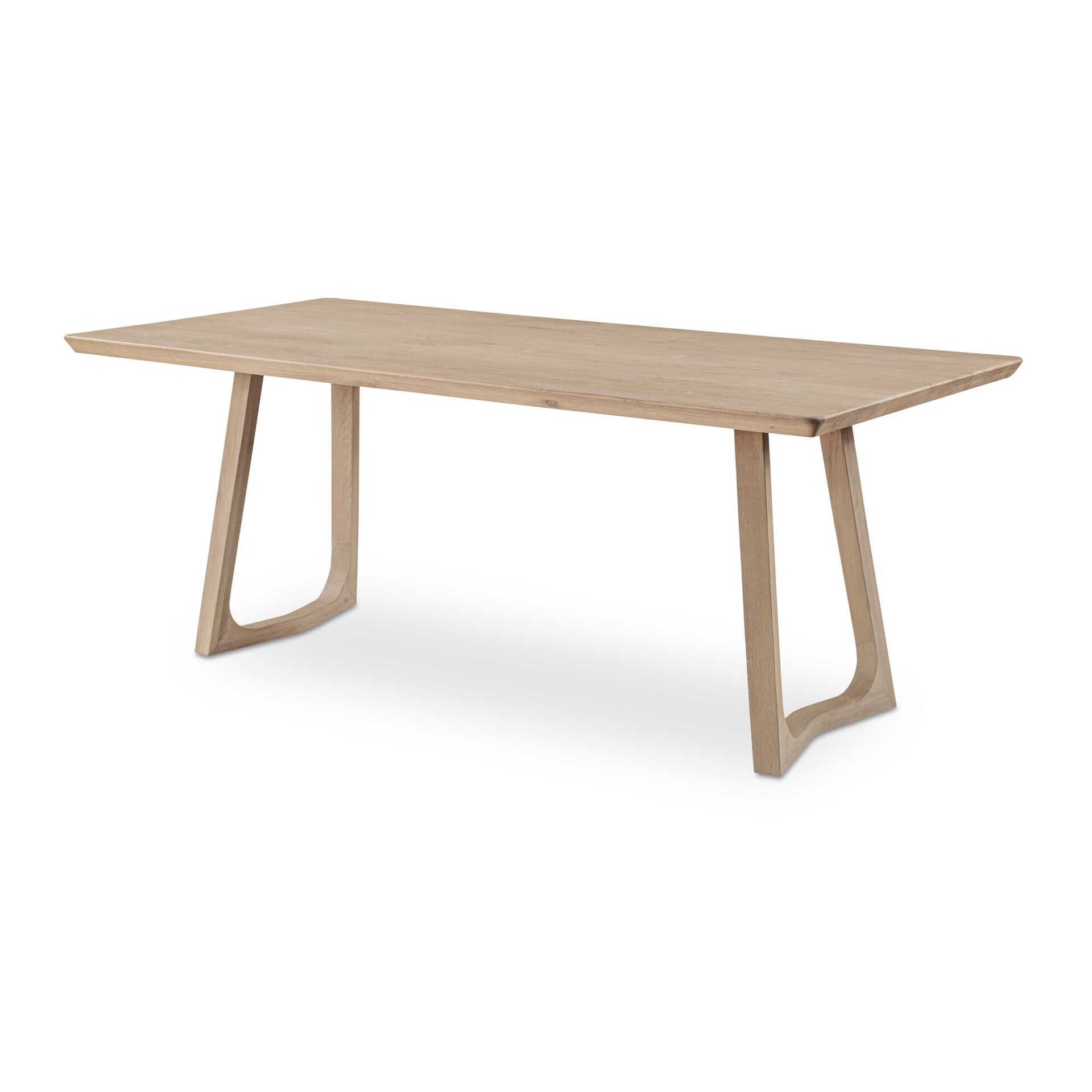 Denver Dining Table, Solid White Oak, Seats 8, Mid-Century Modern, Whitewash Finish
