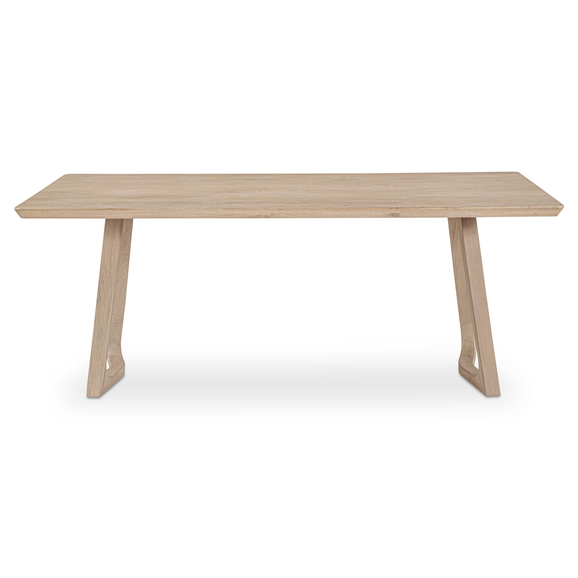 Denver Dining Table, Solid White Oak, Seats 8, Mid-Century Modern, Whitewash Finish