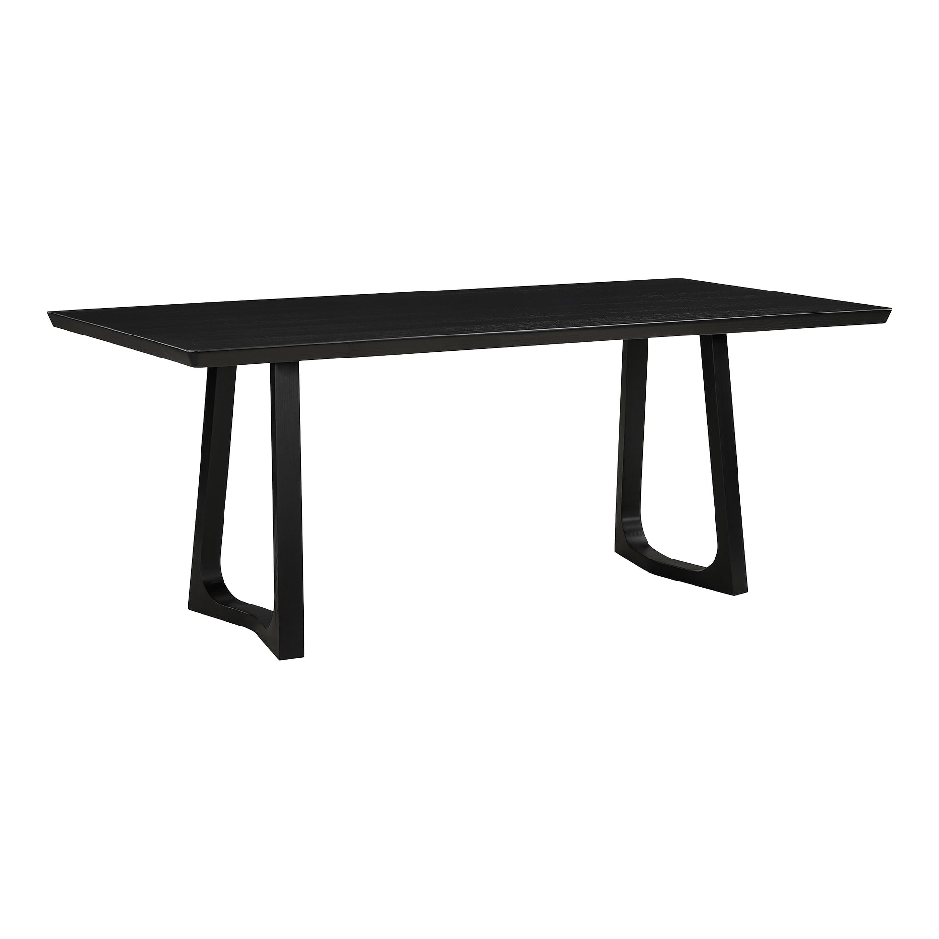 Denver Dining Table, Solid White Ash, Seats 8, Mid-Century Modern, Black