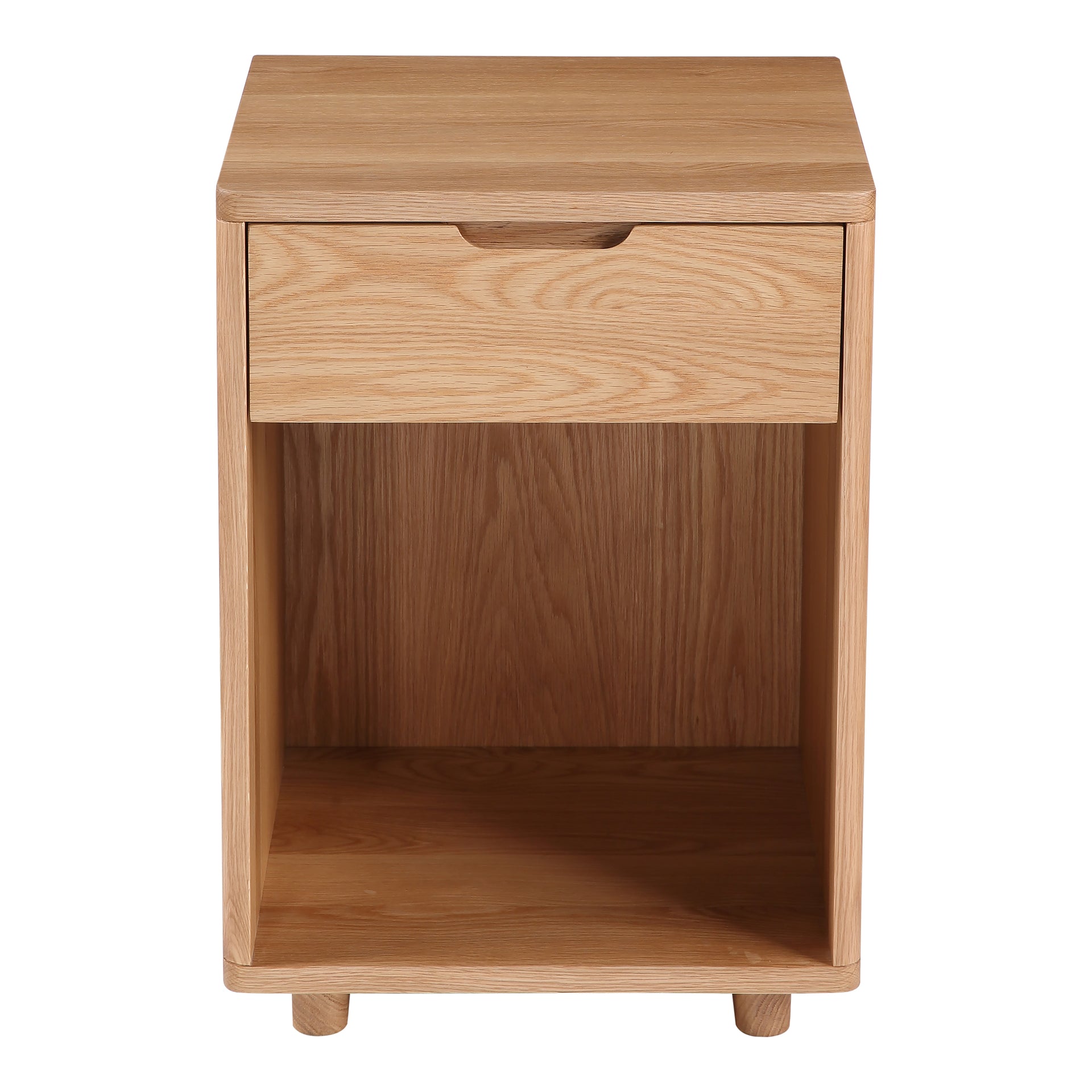 Darcy, Nightstand, Solid White Oak and Veneer, Single Drawer with Soft-Close Glides, Natural Matte Finish