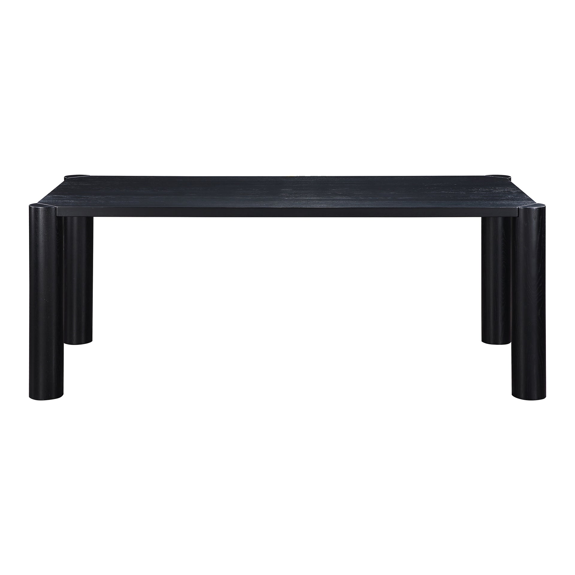 Quentin Dining Table, Blackened Solid White Oak with Rounded Corner Posts, Blackened Finish, Seats 8