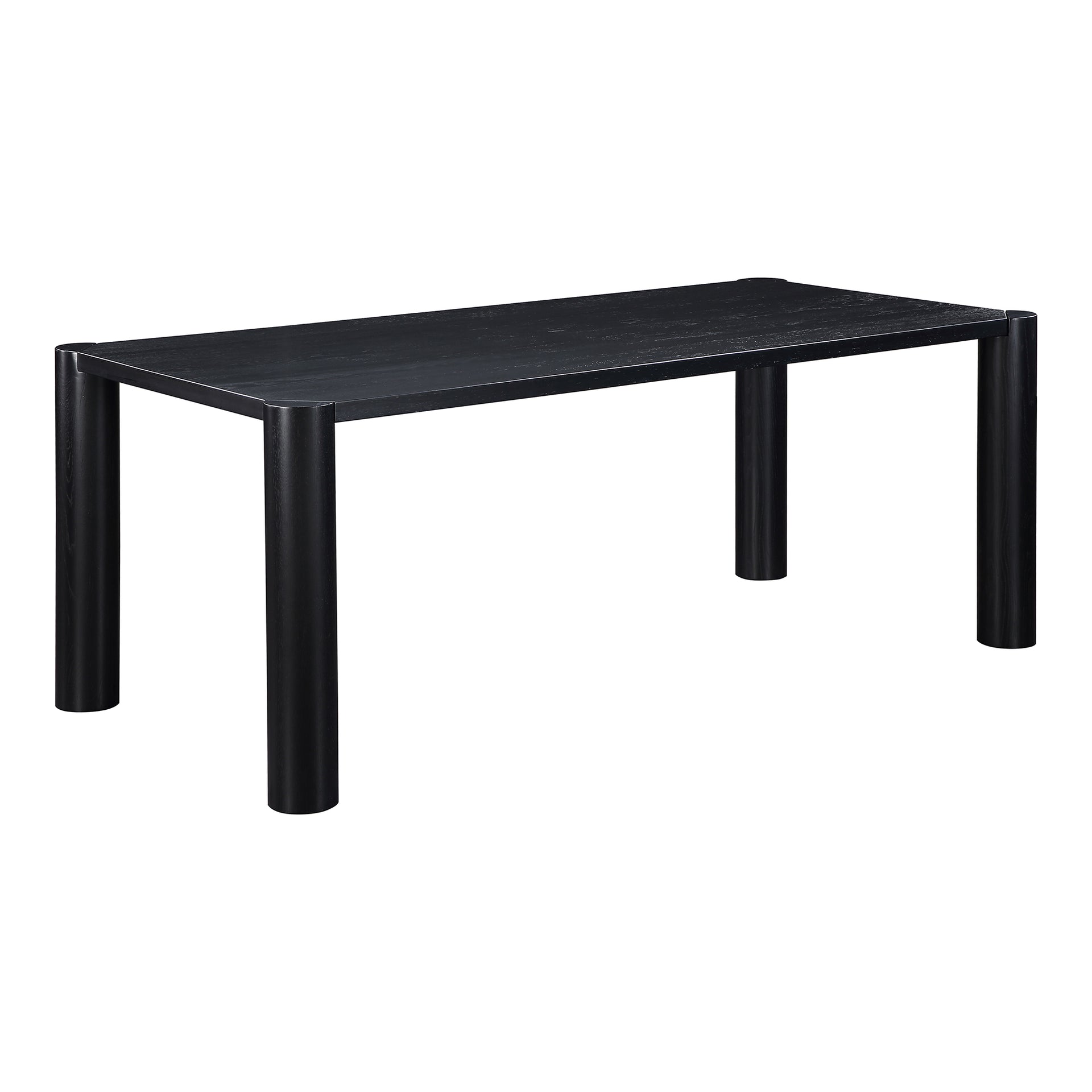 Quentin Dining Table, Blackened Solid White Oak with Rounded Corner Posts, Blackened Finish, Seats 8