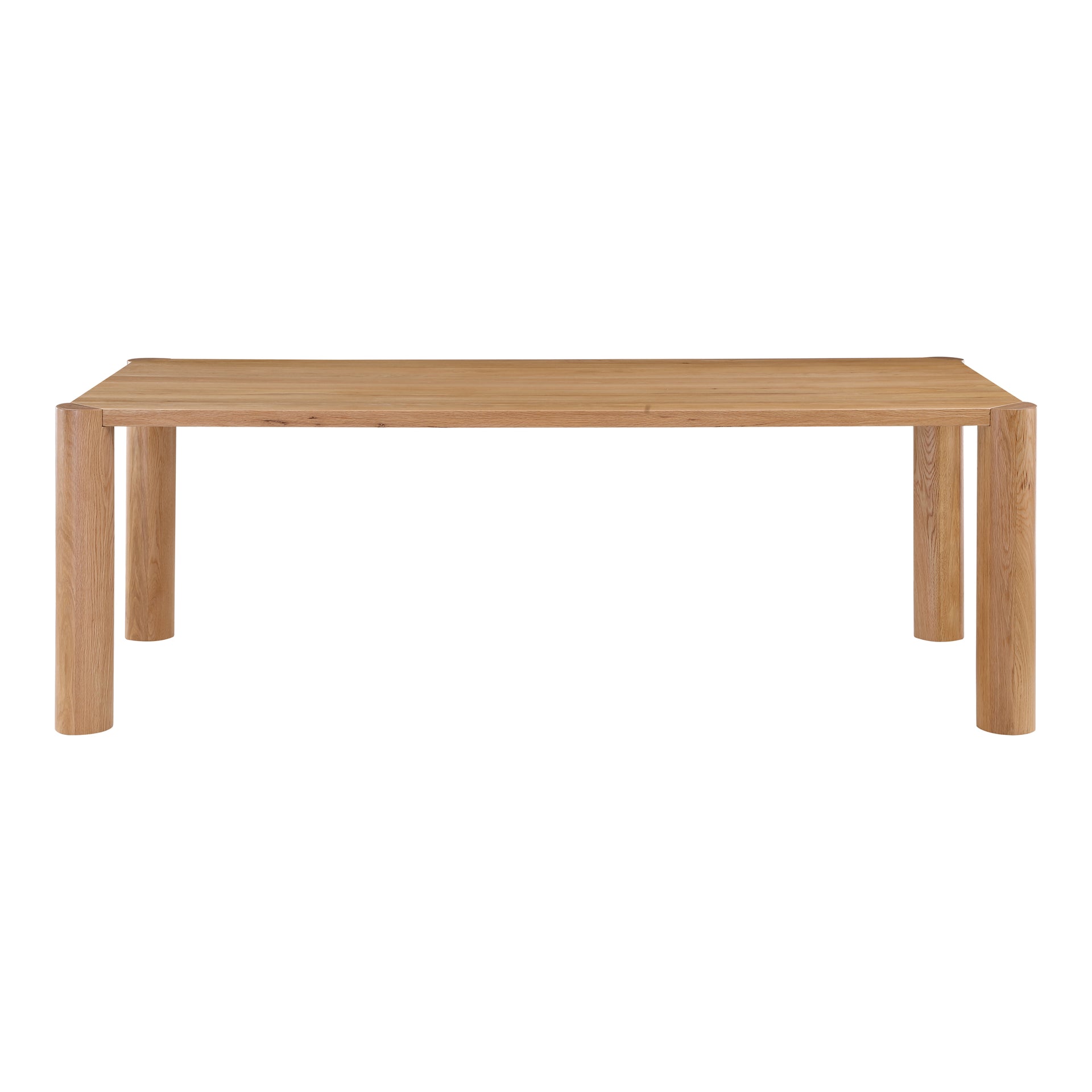 Quentin Dining Table, Solid White Oak, Rounded Corner Posts, Rectangular, Seats 8, Natural Finish