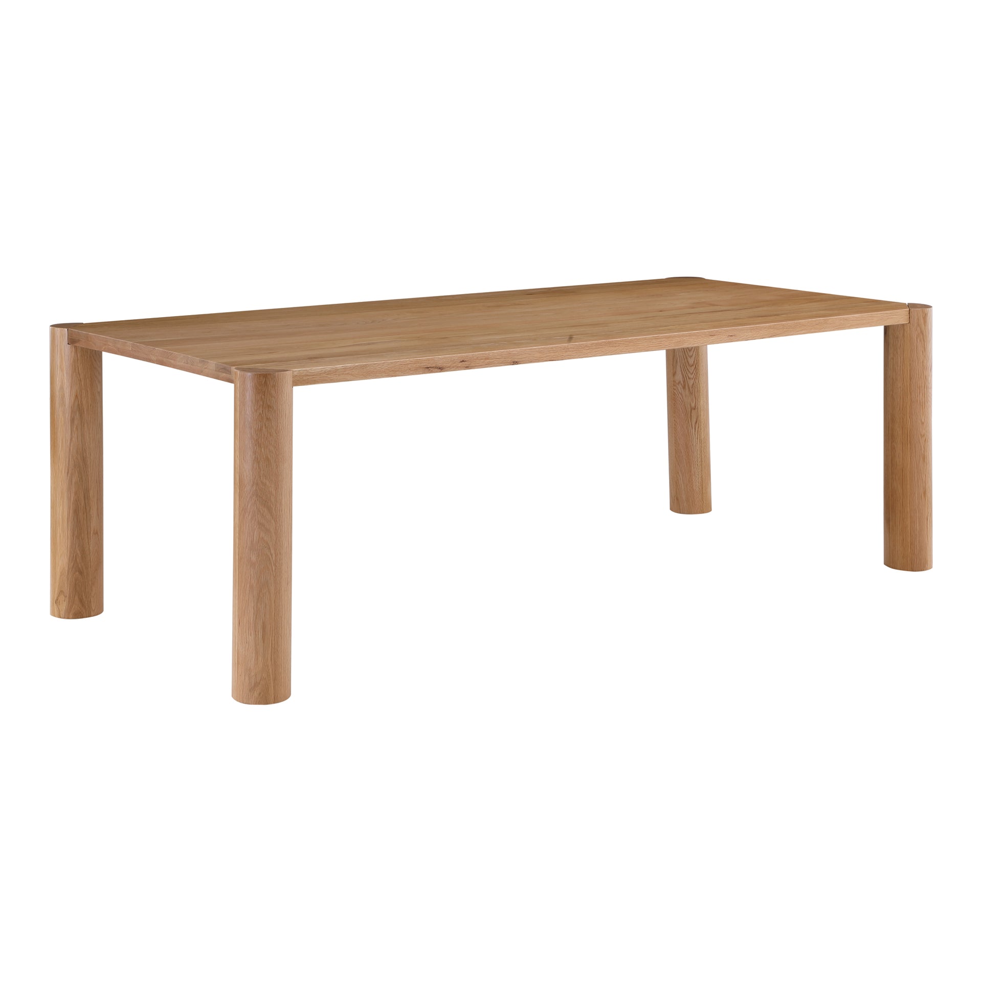 Quentin Dining Table, Solid White Oak, Rounded Corner Posts, Rectangular, Seats 8, Natural Finish