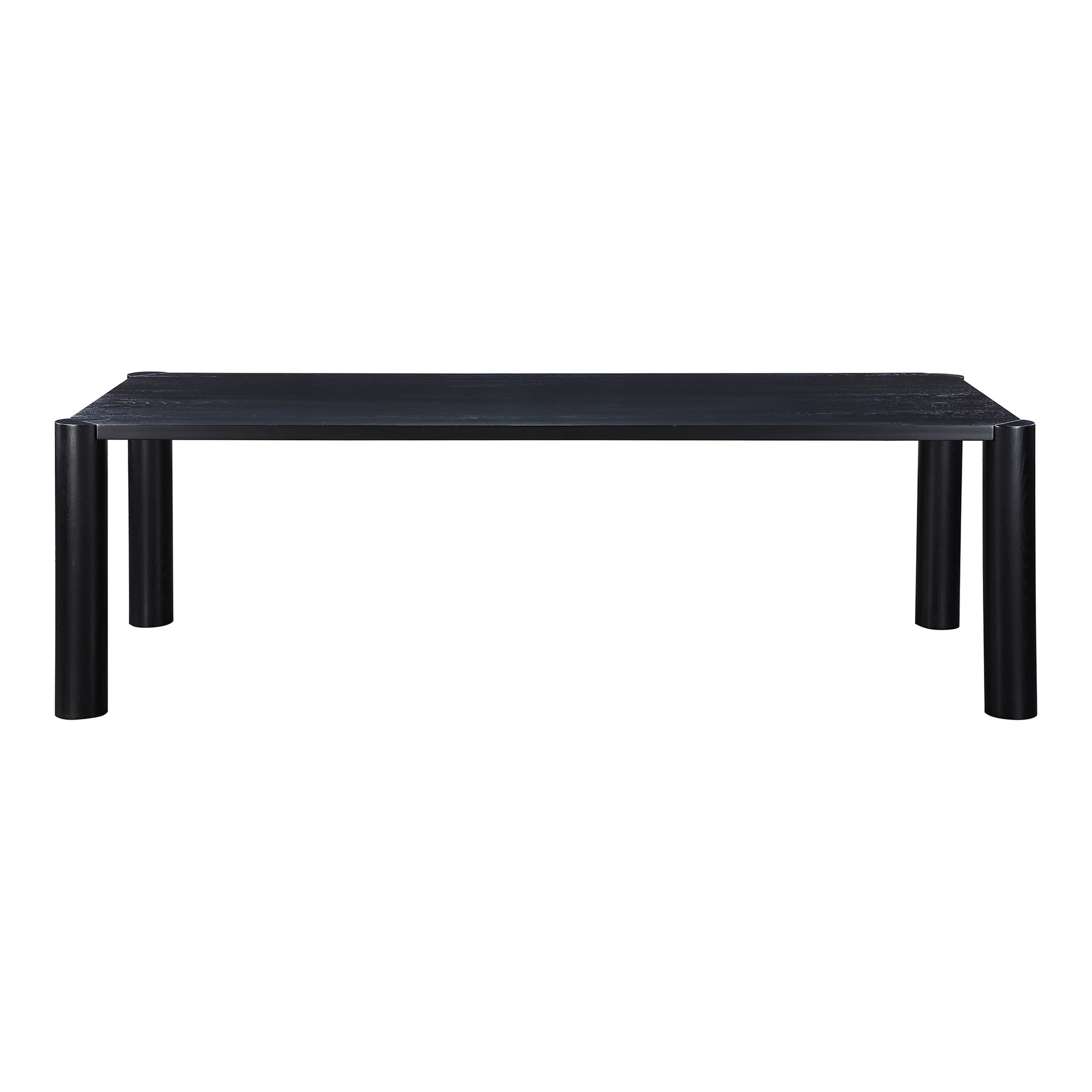 Quentin Dining Table for 10, Solid White Oak with Rounded Corner Posts, Black Finish