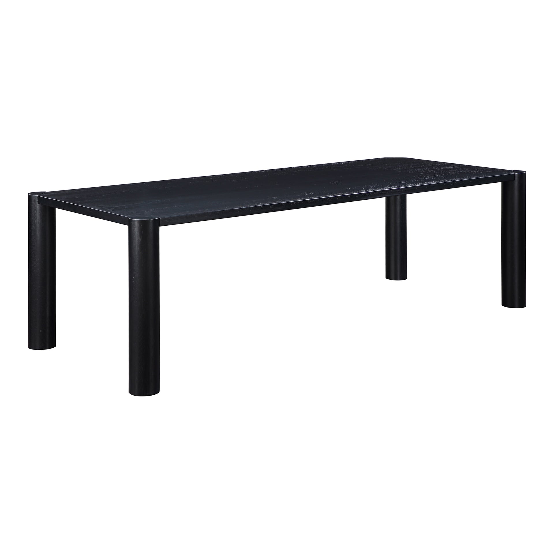 Quentin Dining Table for 10, Solid White Oak with Rounded Corner Posts, Black Finish