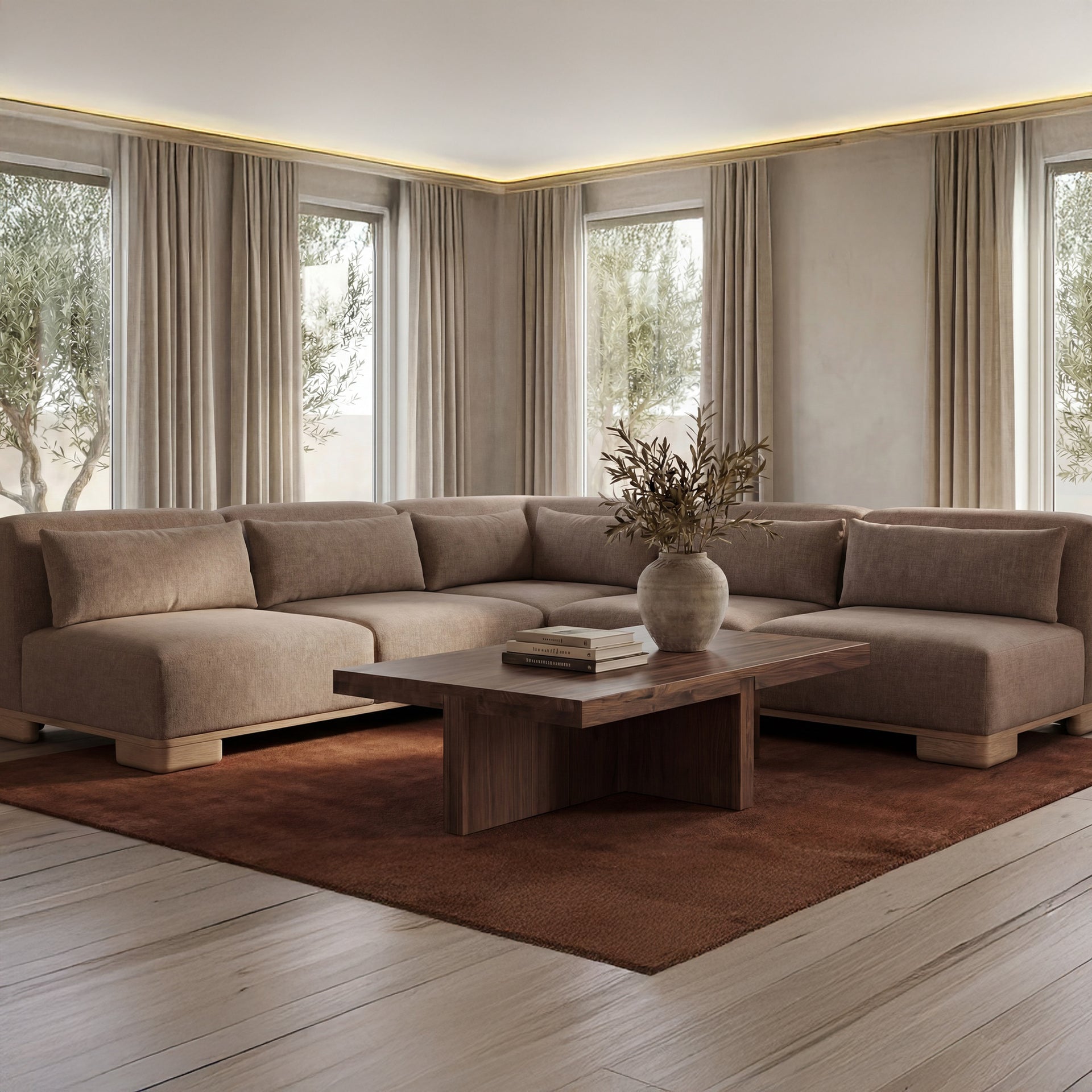 Kaida Coffee Table, Rectangular, Solid Walnut, Exposed Joinery, Scratch and Water Resistant, Walnut