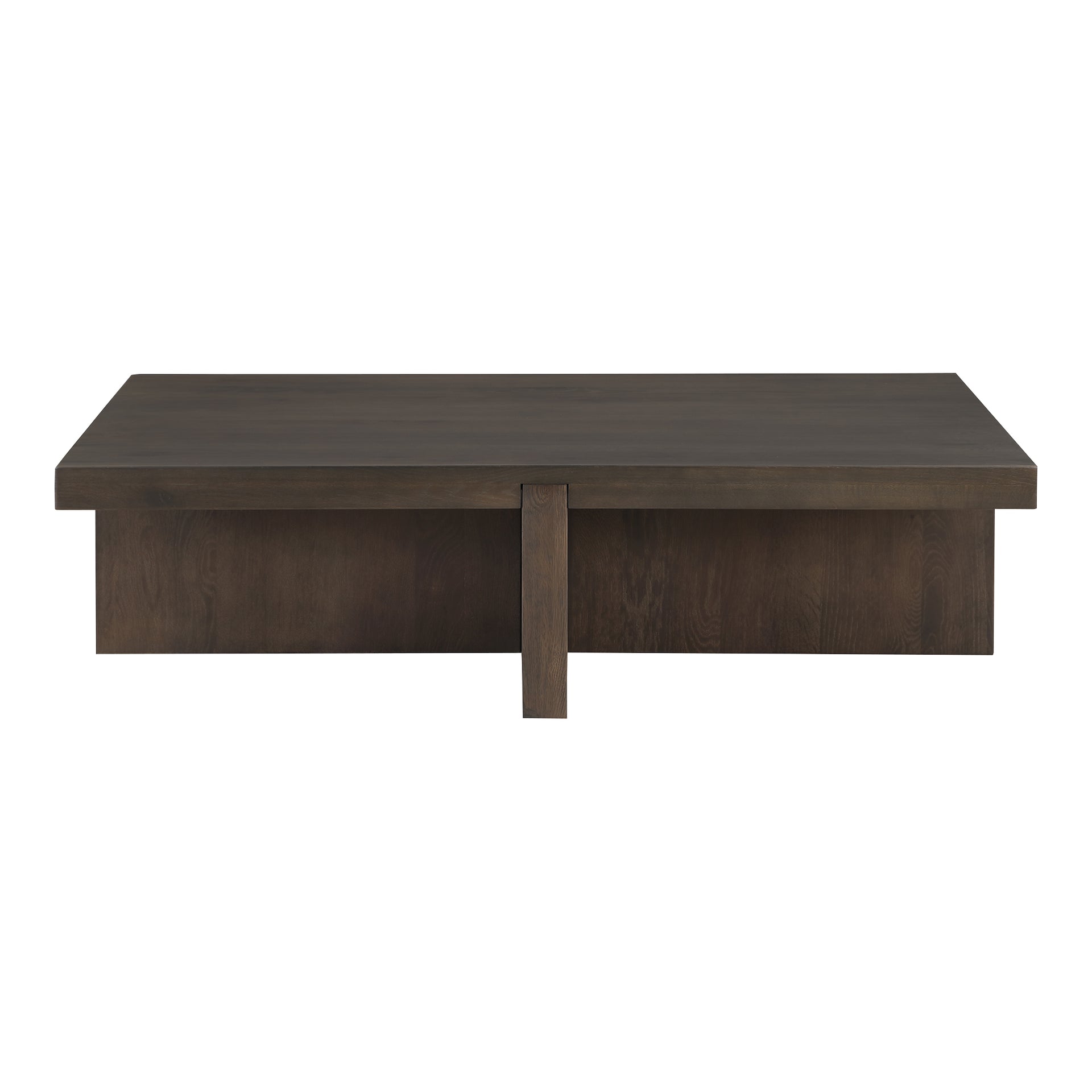 Kaida Coffee Table, Solid Oak Wood, Rectangular Shape, Dado Joinery, Dark Brown Finish
