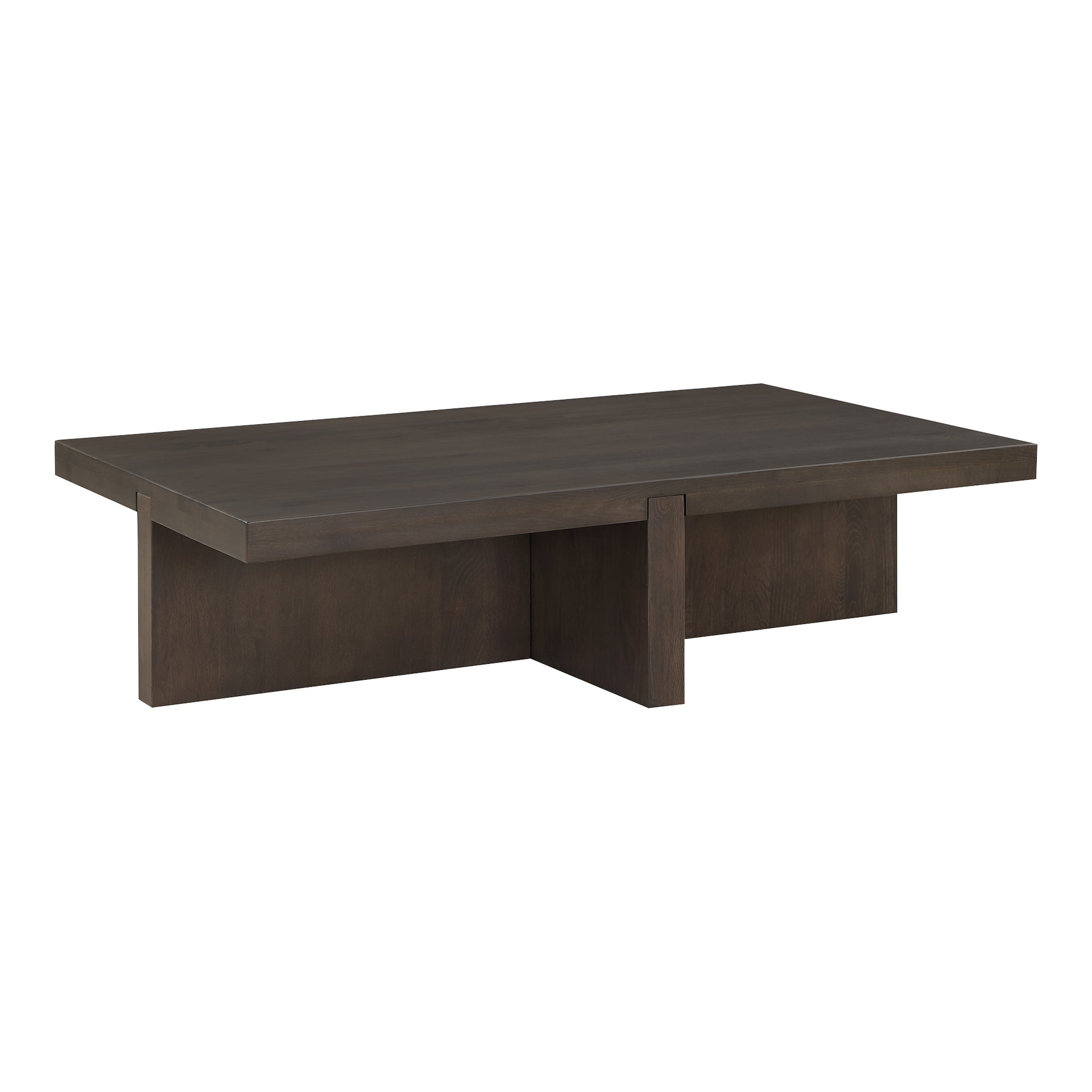 Kaida Coffee Table, Solid Oak Wood, Rectangular Shape, Dado Joinery, Dark Brown Finish