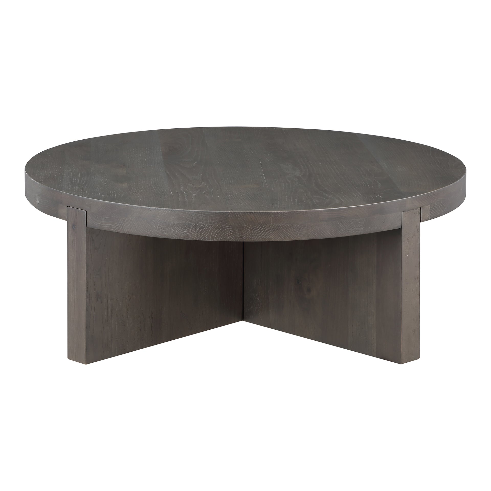 Kaida Coffee Table, Round Solid Oak, Dado Joinery, Dark Brown