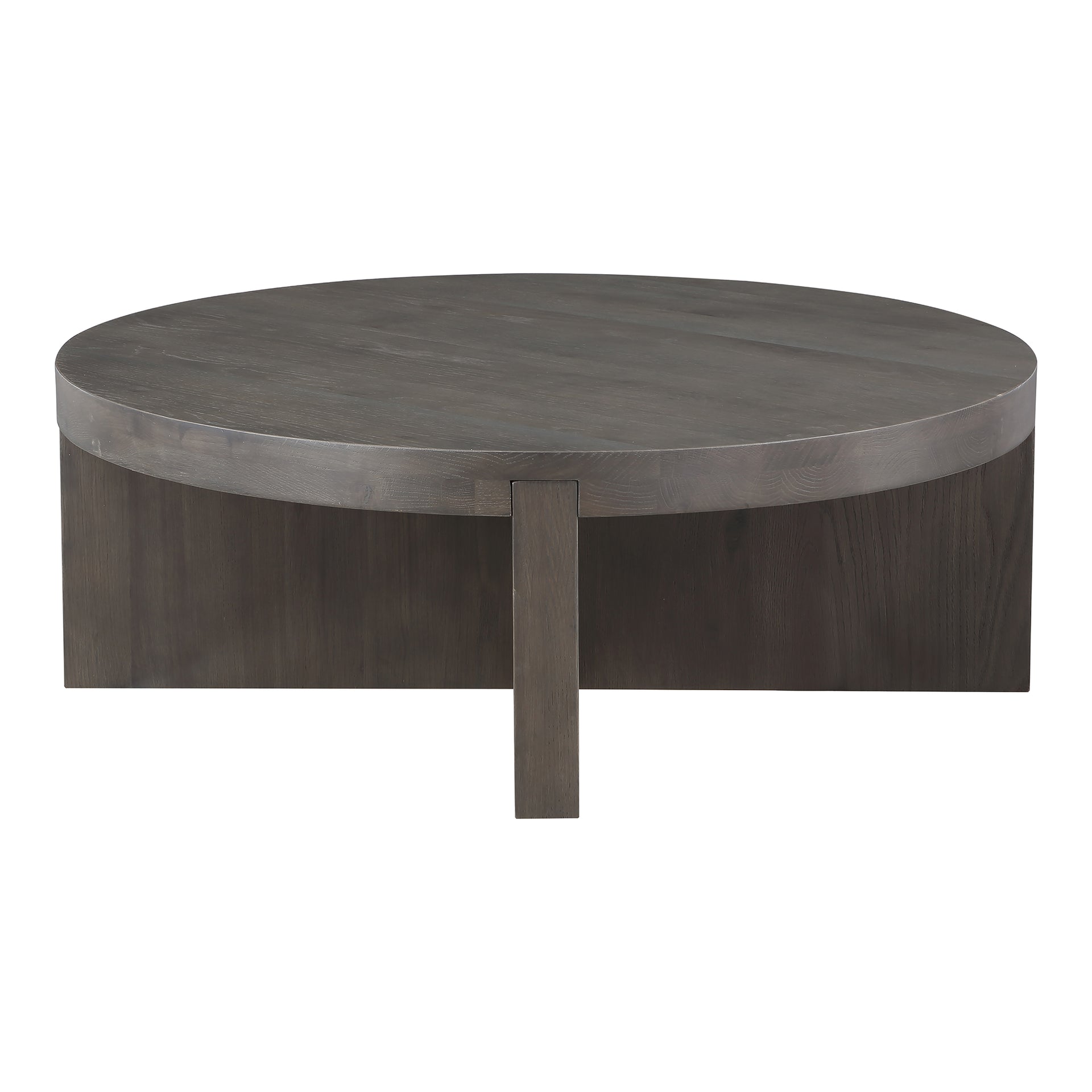 Kaida Coffee Table, Round Solid Oak, Dado Joinery, Dark Brown