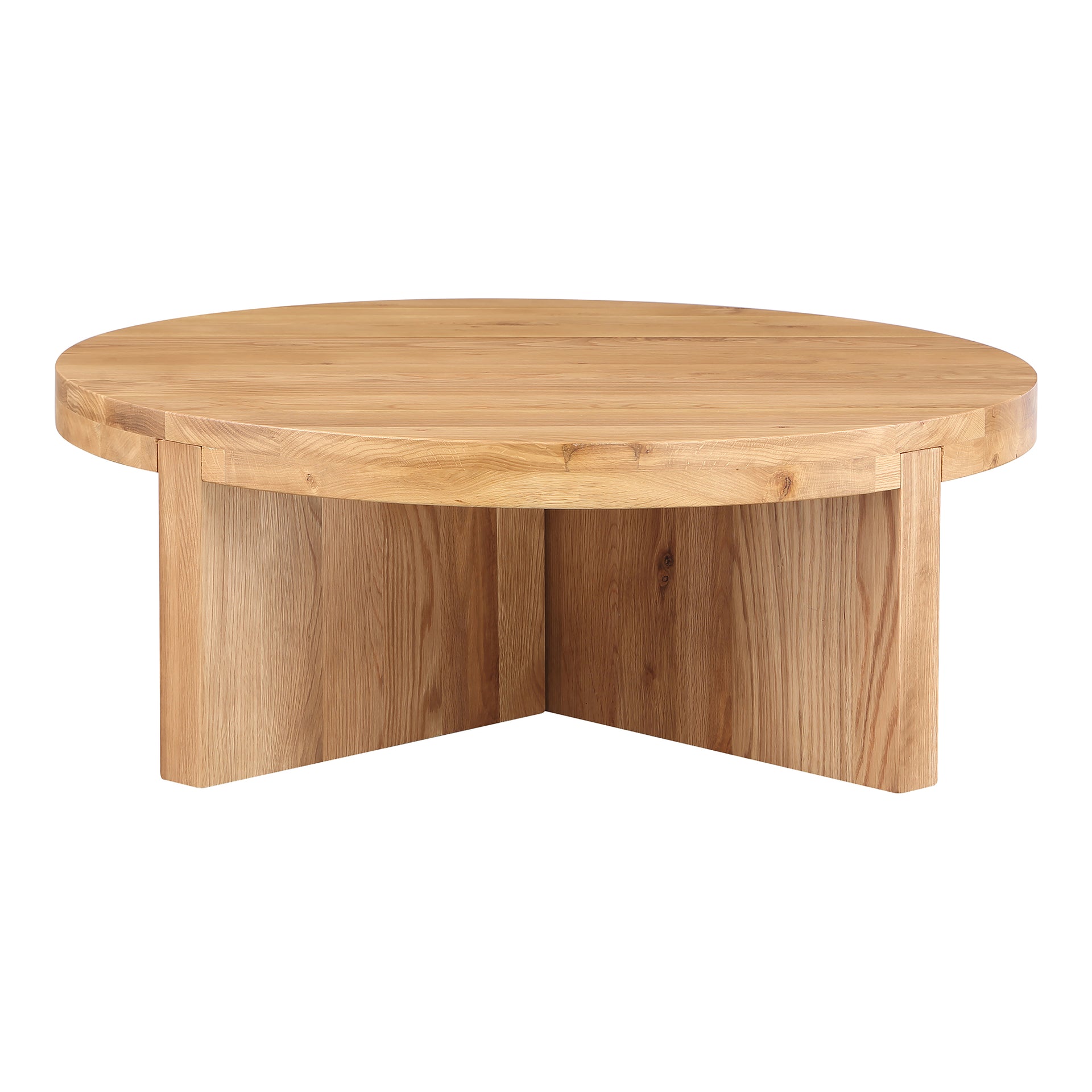 Kaida Coffee Table, Round Solid Oak, Natural Finish with Dado Joinery, Natural Oak