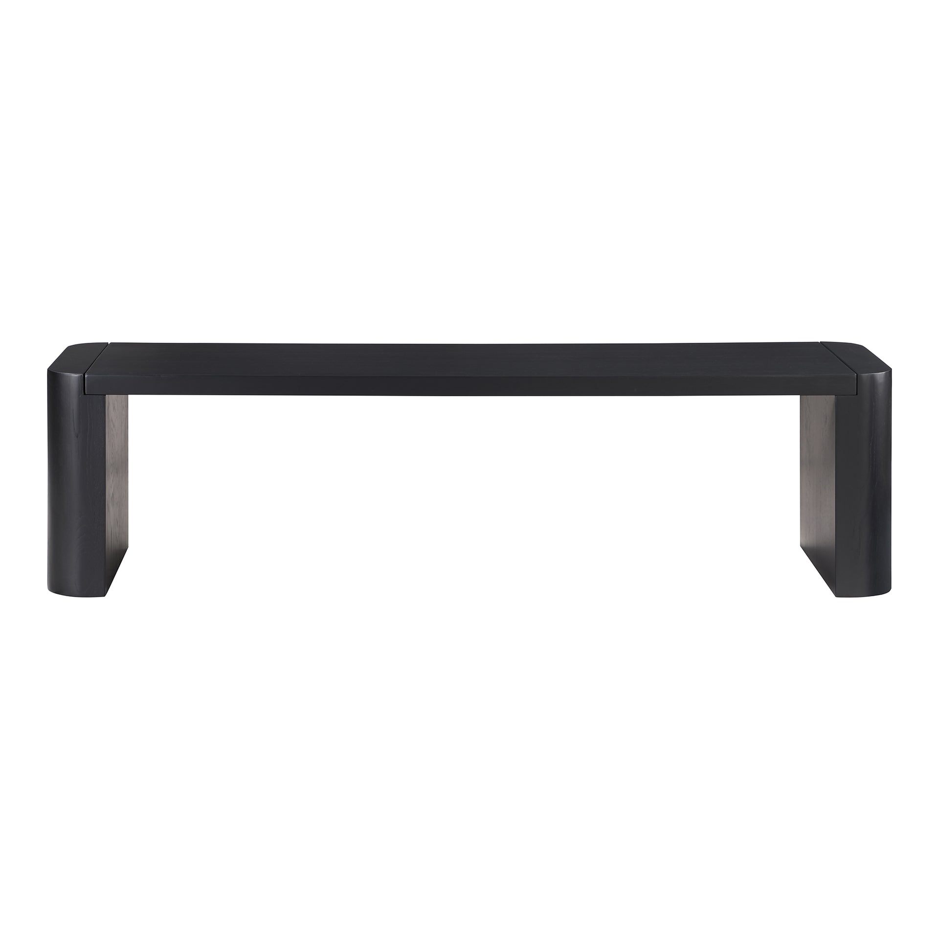 Quentin Bench, Solid Oak, Rounded Corner Posts, Rectangular, Seats 3, Black Semi-Gloss Finish