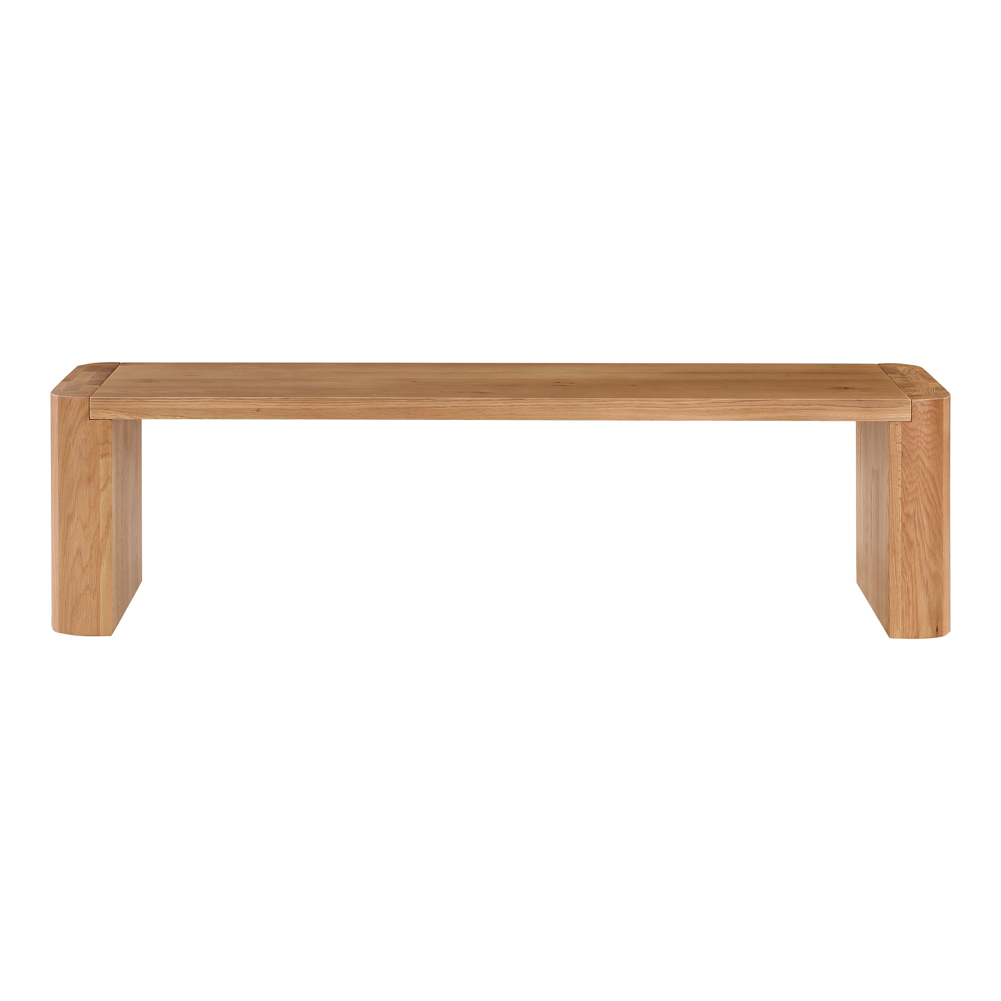 Quentin Bench, Solid White Oak, Rounded Corner Posts, Seats 3, Natural