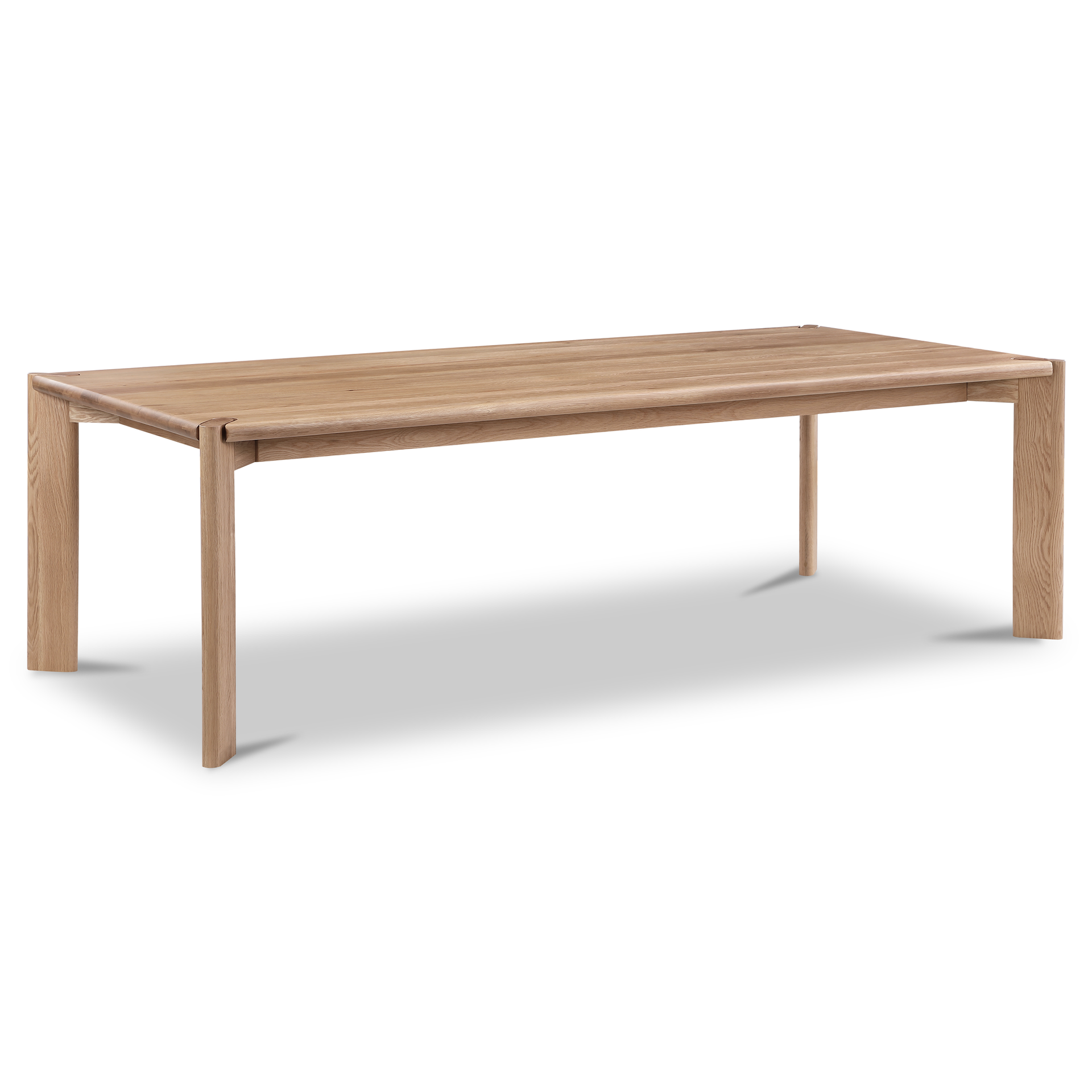 Elowar Dining Table, Rectangular, Solid Oak, Brushed Natural Finish, Rounded Edges, Seats Ten, Natural Oak