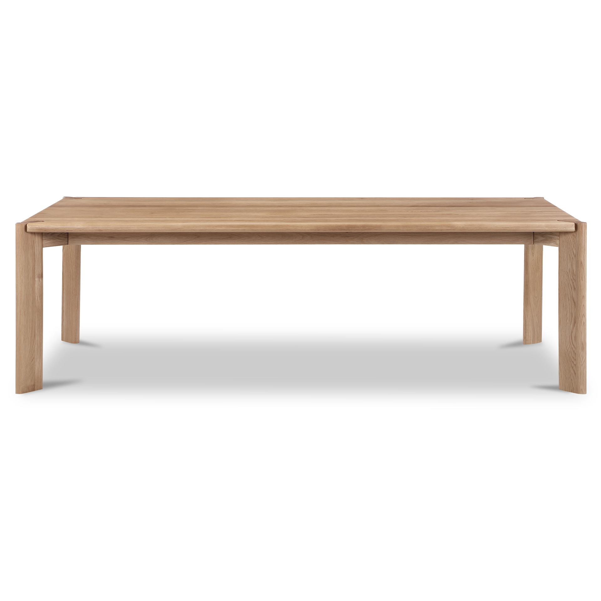 Elowar Dining Table, Rectangular, Solid Oak, Brushed Natural Finish, Rounded Edges, Seats Ten, Natural Oak